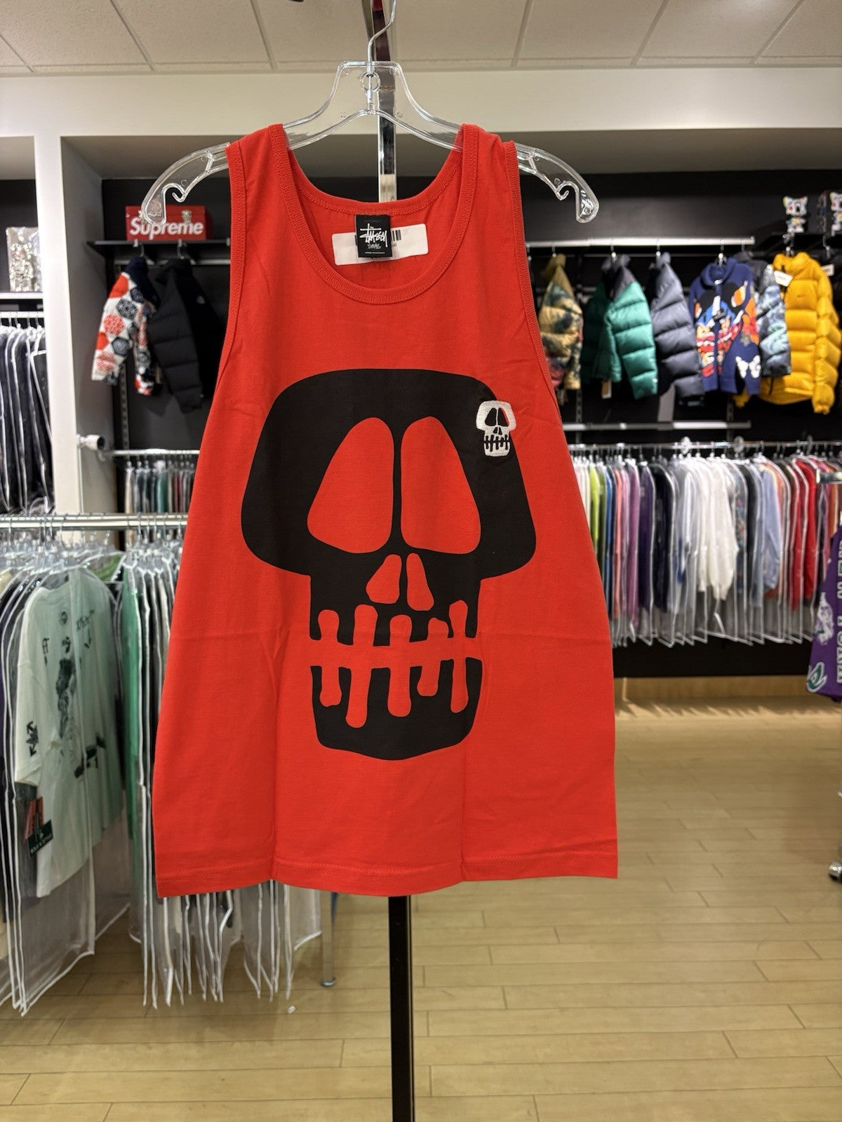 Stussy Jumbo Skull Tank Top 'Red' Size Small