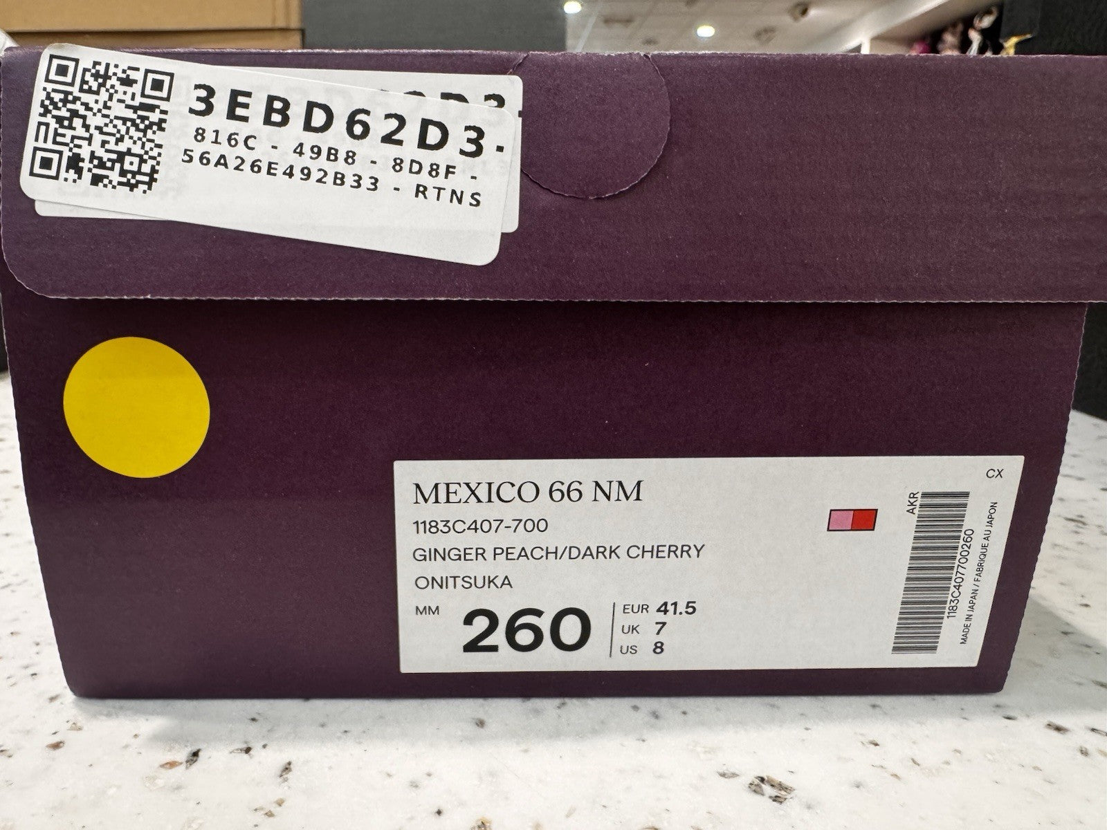 Onitsuka Tiger Mexico 66 NM Ginger Peach Dark Cherry Size 8