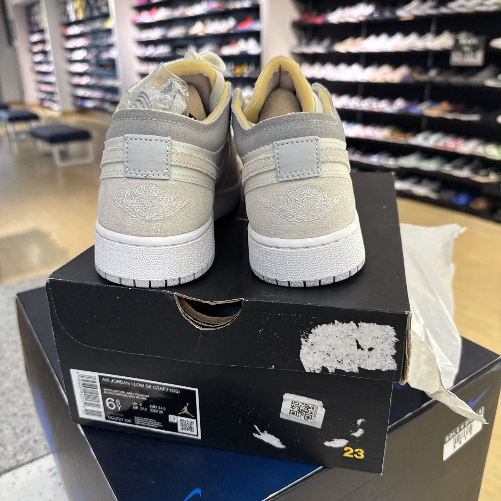 Size 6.5 (GS) - Jordan 1 Low SE Craft Inside Out - Tech Grey