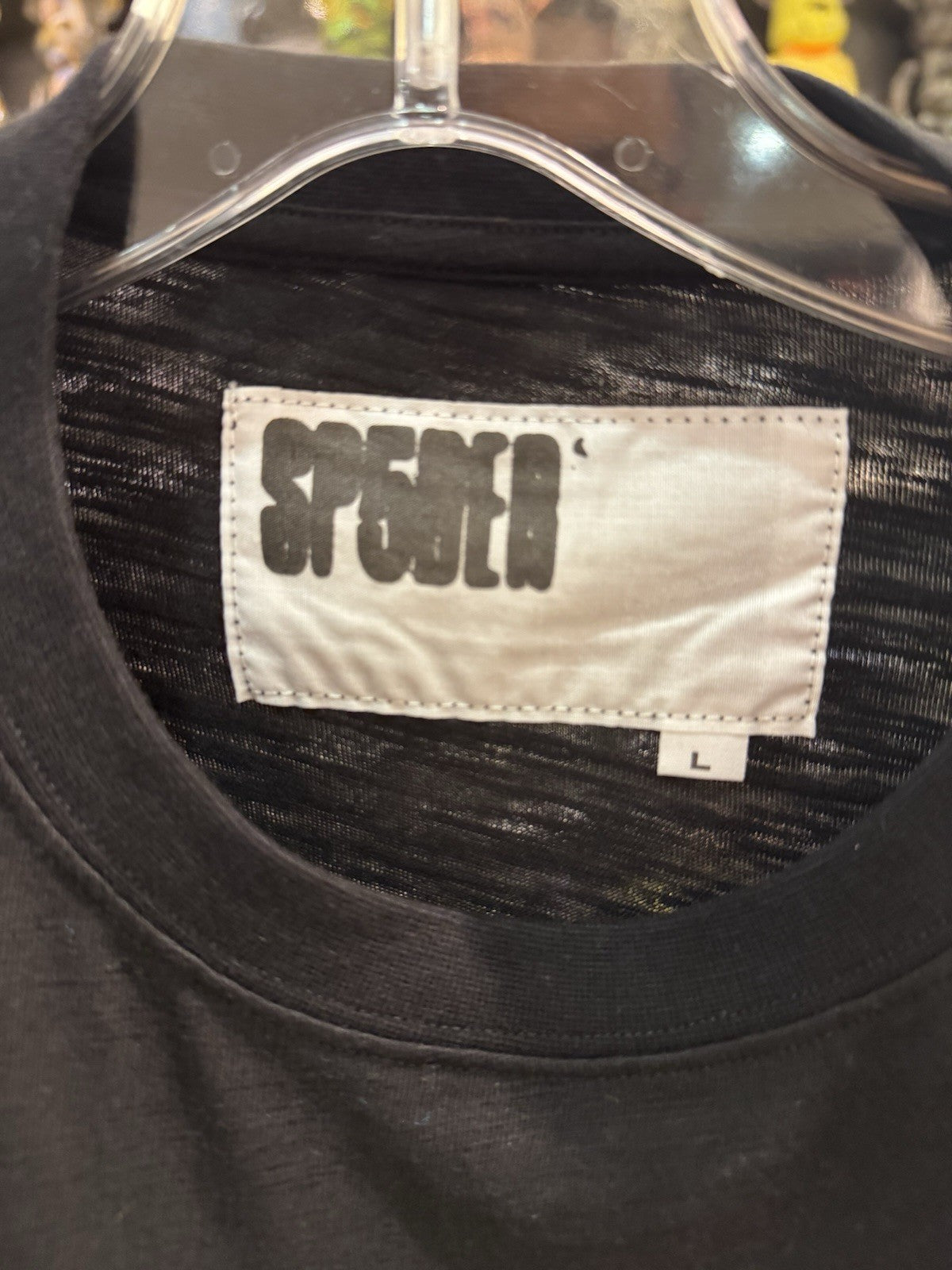 Sp5der Contrast Stitch Slub Tee Black Size Large