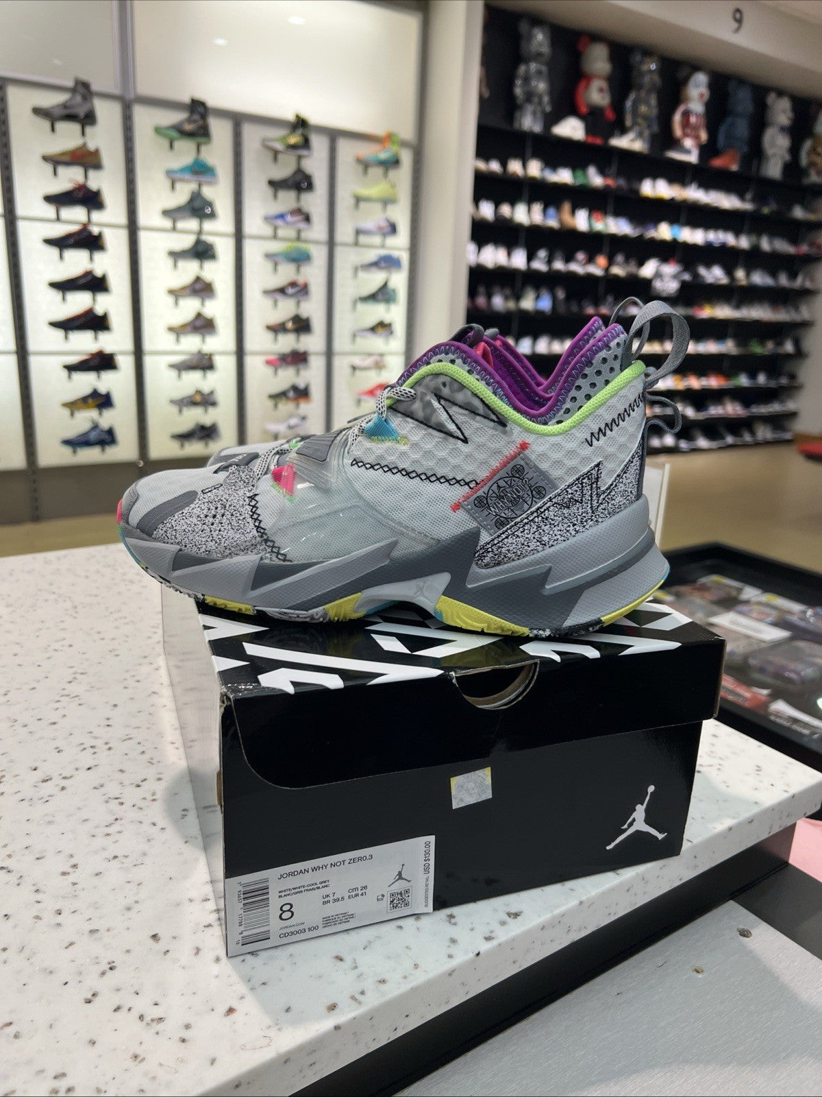 Jordan Why Not Zer0.3 Zer0 Noise White/Cool Grey Sz 8