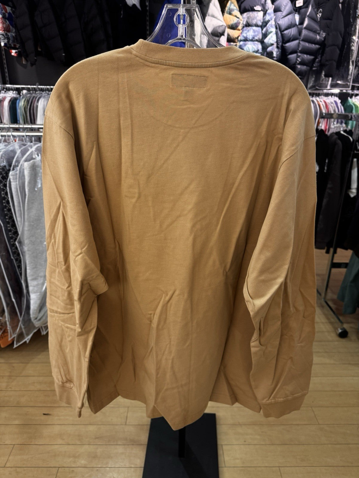 Supreme Small Box L/S Tee Dark Tan Size L