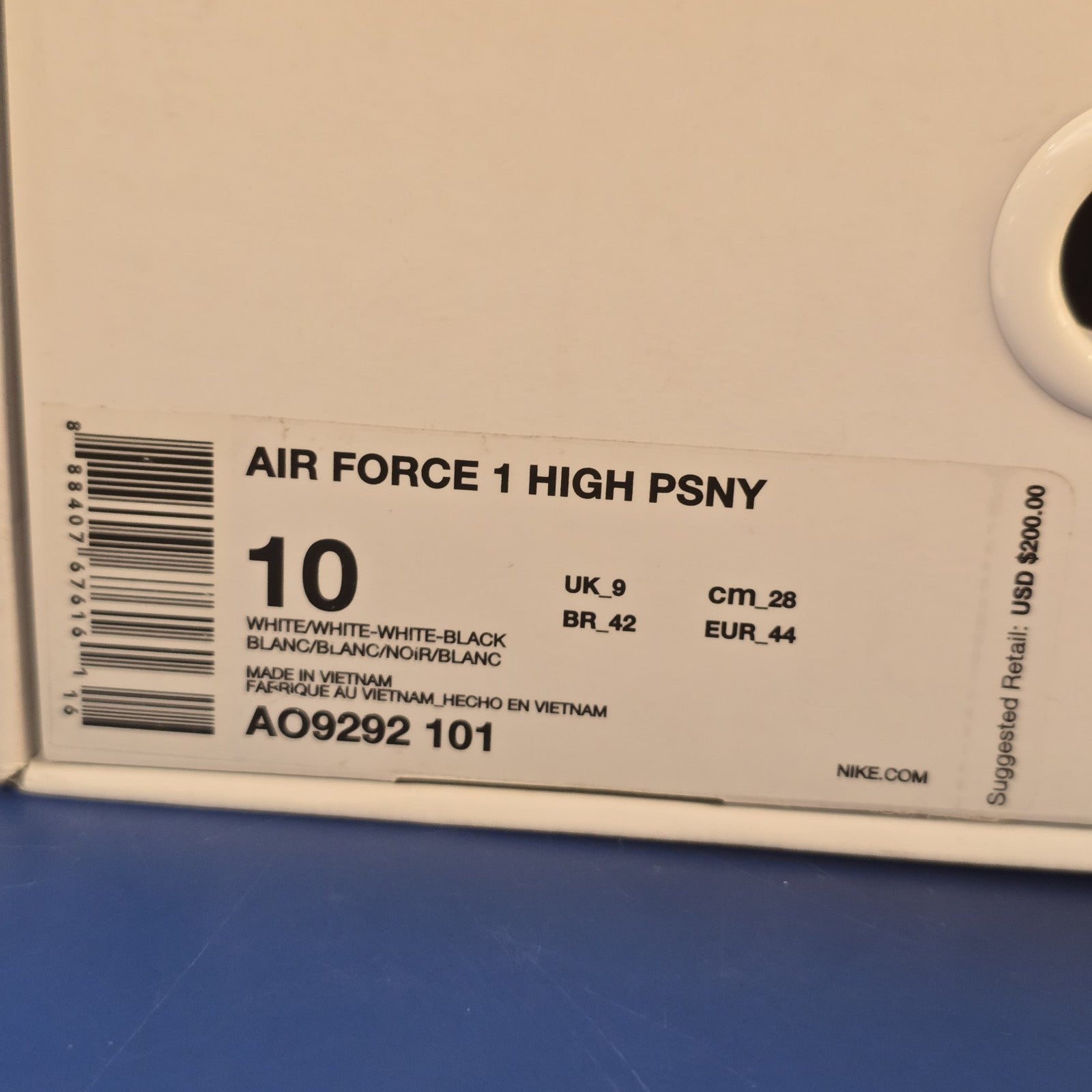 Nike Air Force 1 High PSNY White SZ 10 Yellowed