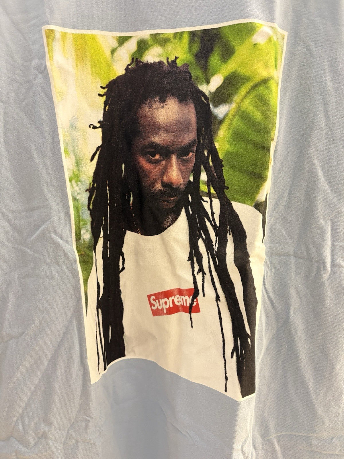 Supreme Buju Banton Tee Light Blue Size L
