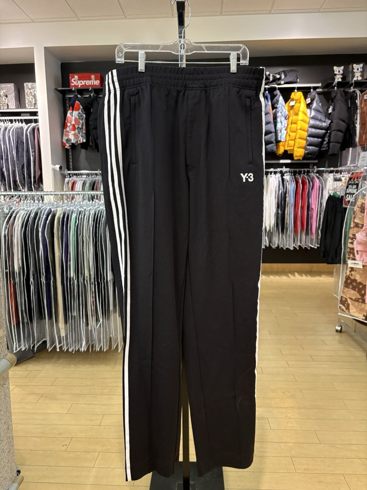 adidas Women's Y-3 Firebird Wide-Leg Track Pant Black/Cream White Size XL