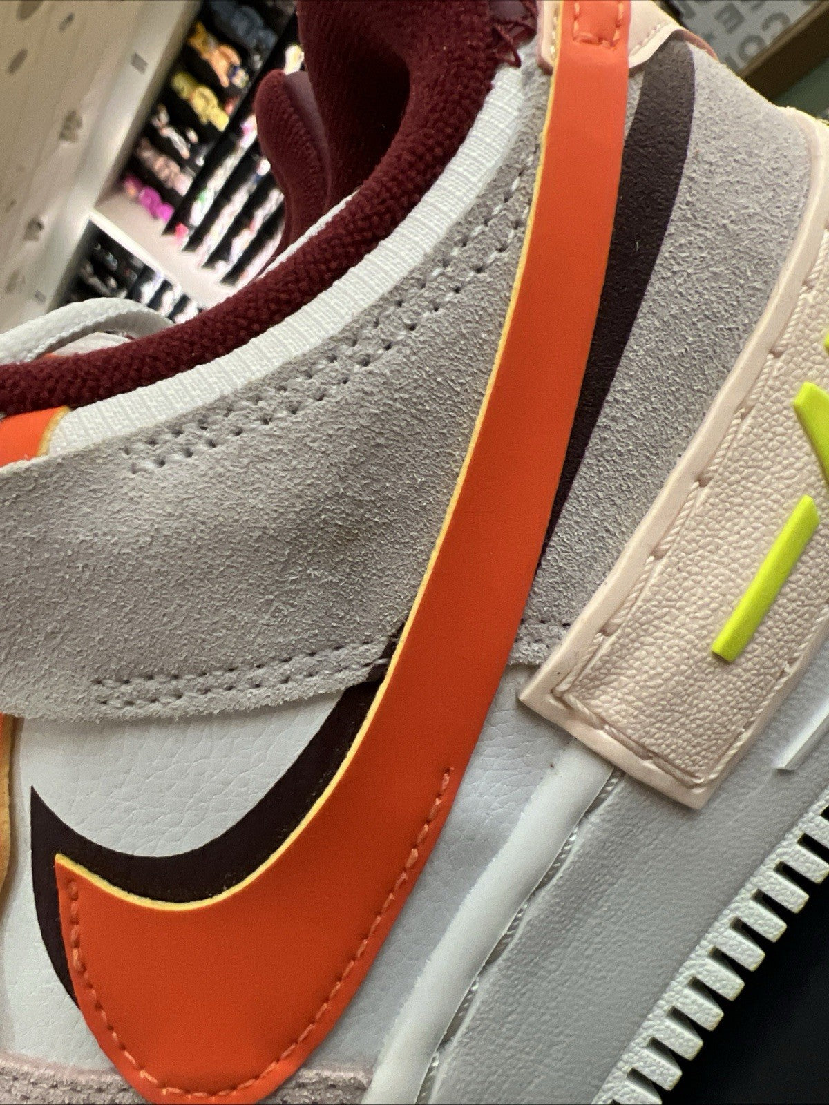 Nike Air Force 1 Shadow 'Team Red Orange Pearl' Womens Sz 7 DEFECT