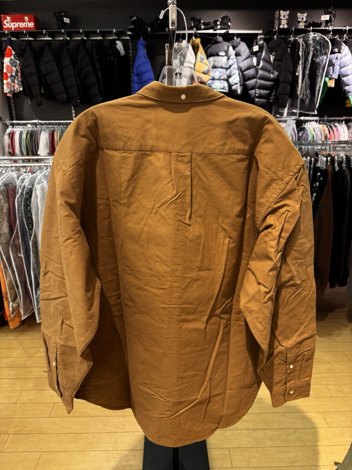 Supreme Loose Fit Flannel Oxford Shirt Light Brown Size L