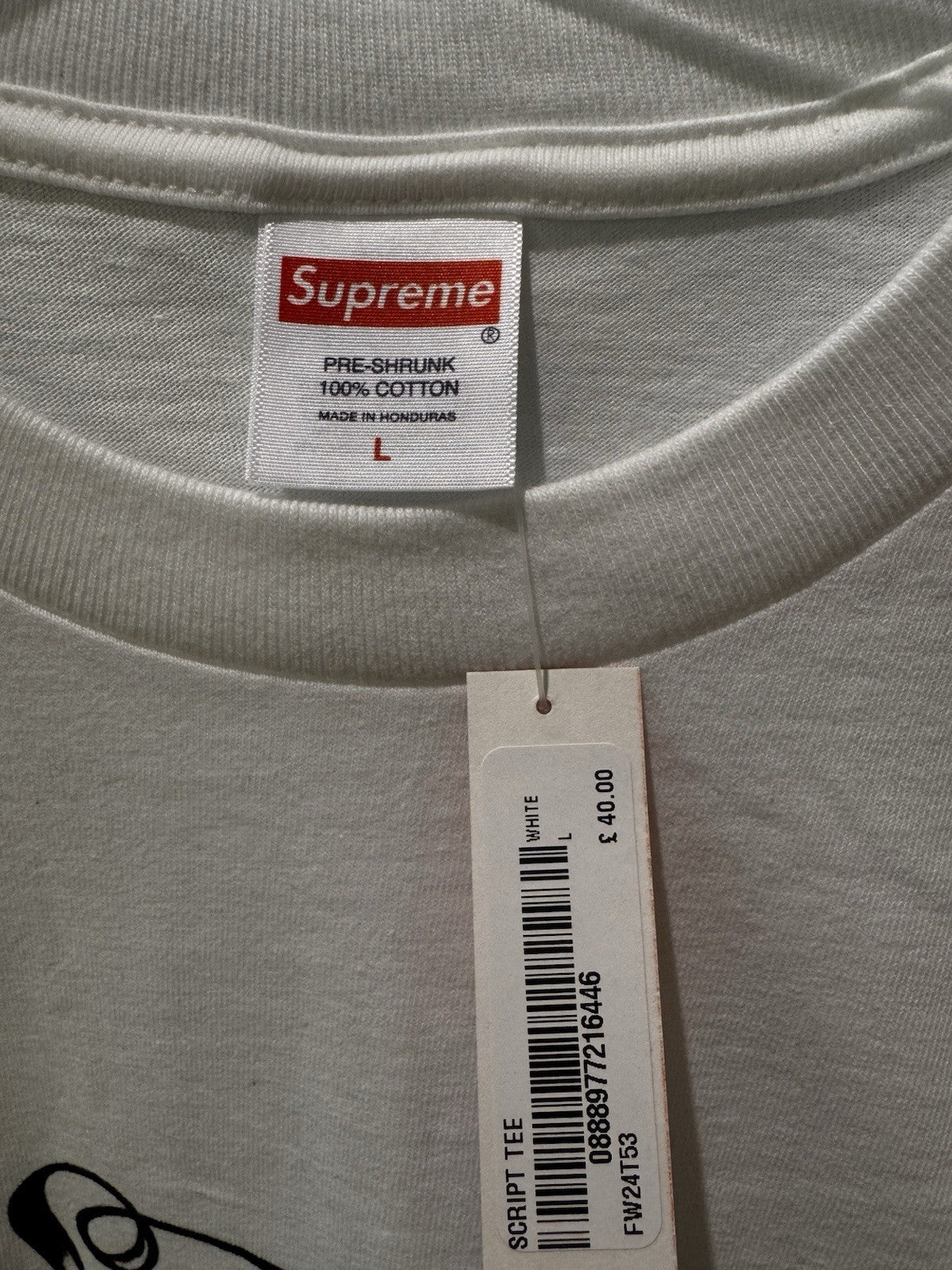 Supreme Script Tee White Size L