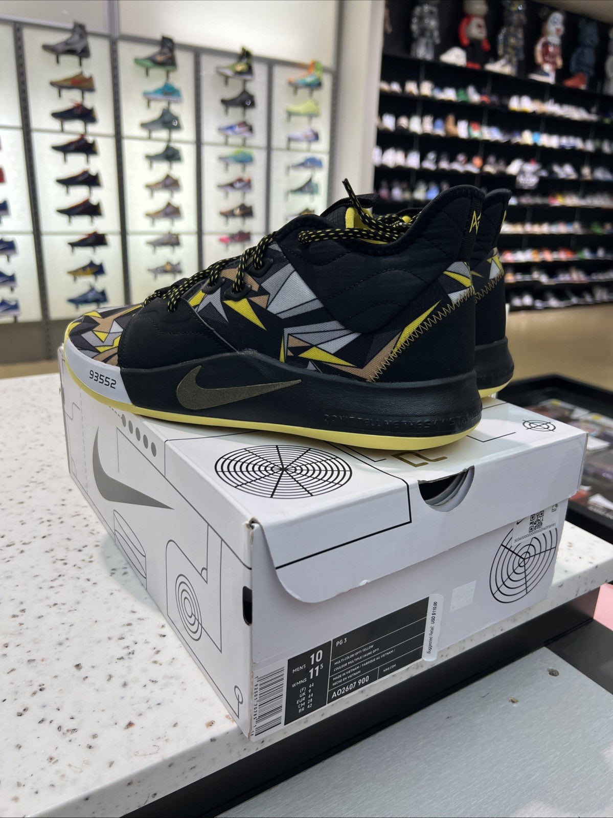 Nike PG 3 Mamba Mentality Black Yellow Sz 10