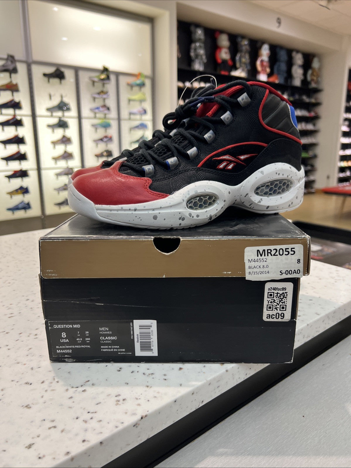 Reebok Question Mid First Ballot Sixers Allen Iverson Sz 8 USED