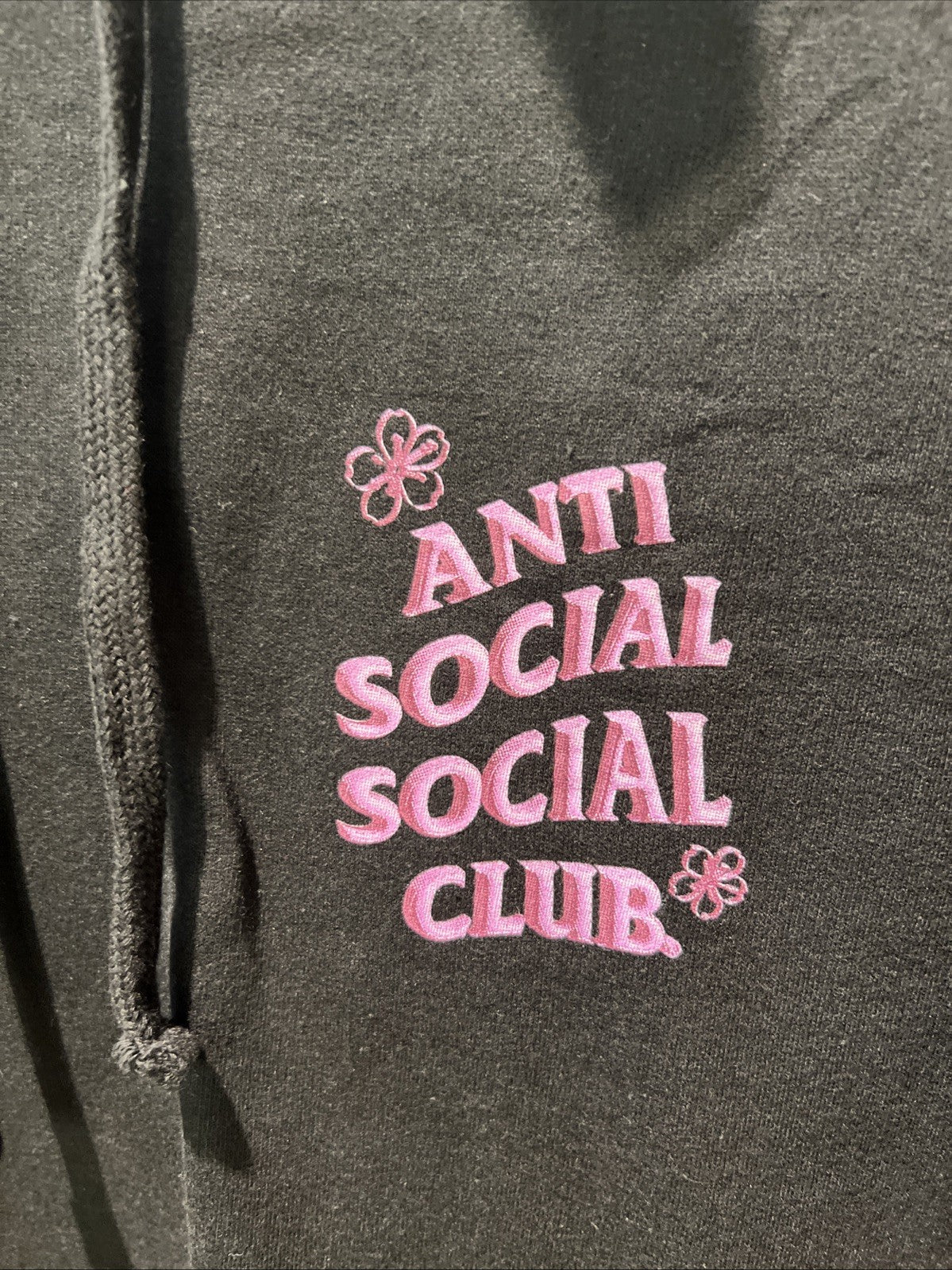 Anti Social Social Club “Coral Crush” Black Hoodie Sweatshirt Sz S