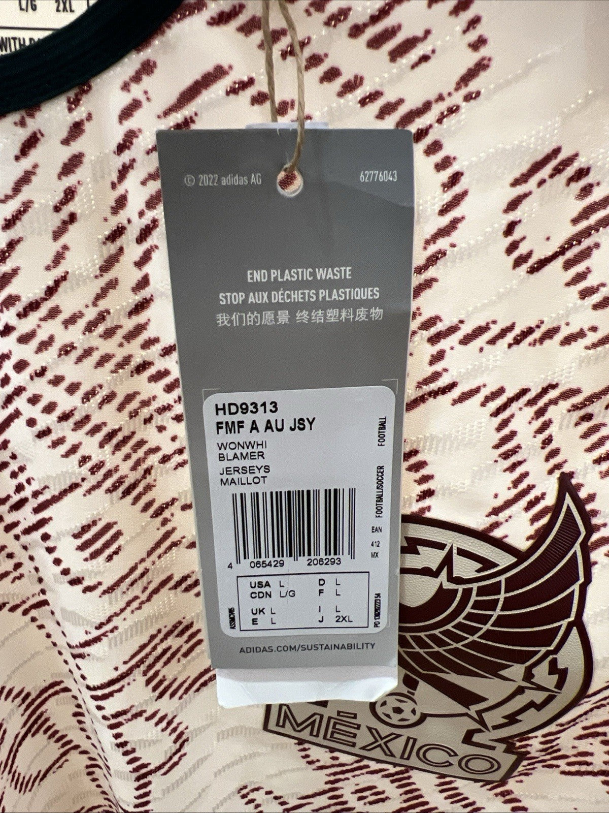 Adidas Mexico 2022 Away Soccer Jersey Sz L