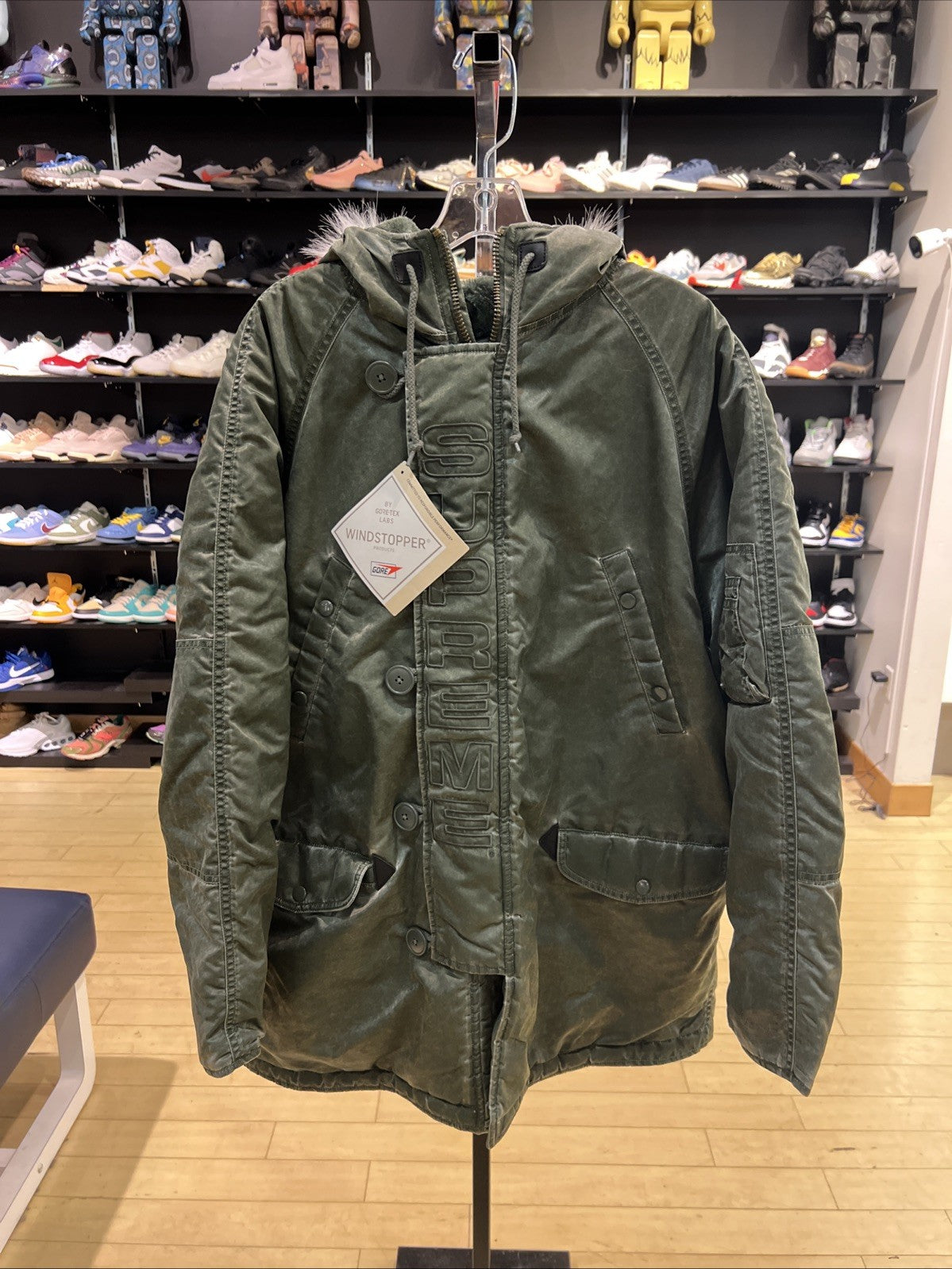Supreme Washed Flight Satin N-38 Parka Olive Sz M