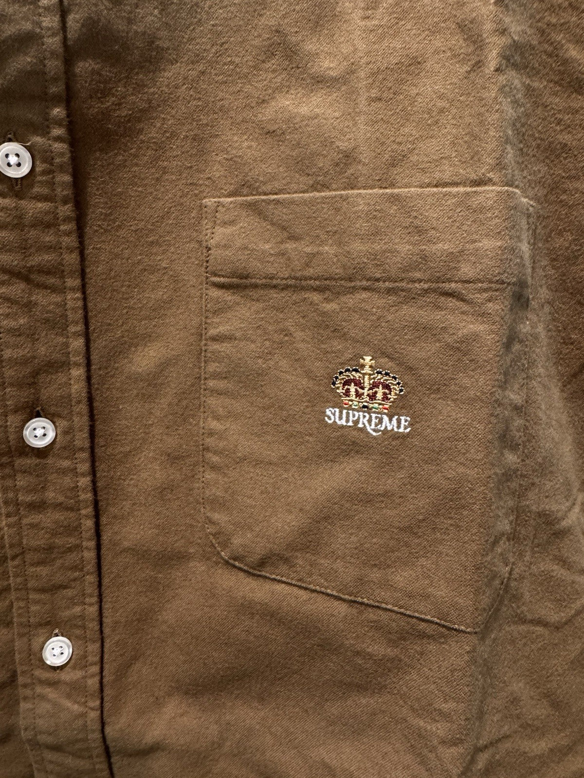 Supreme Loose Fit Flannel Oxford Shirt Light Brown Size L