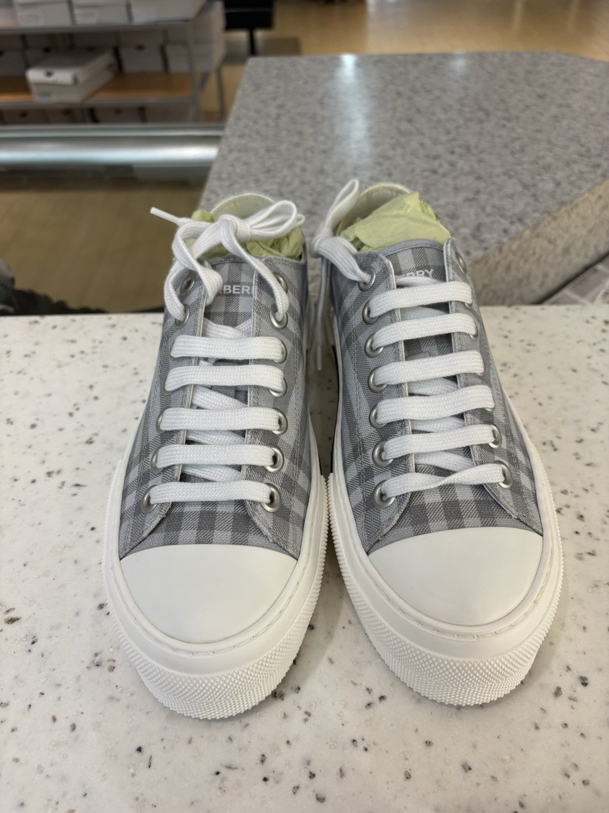Burberry Vintage Check Cotton Sneaker Grey Blue Size EUR 40 