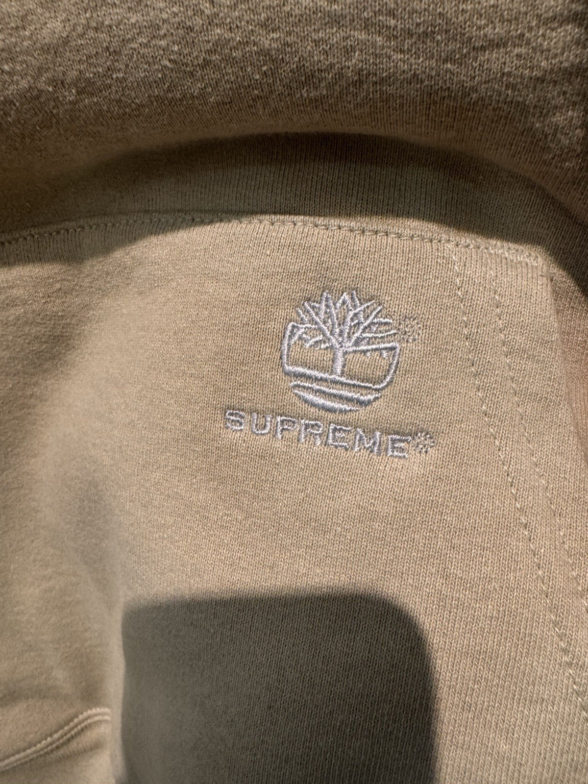 Supreme Timberland Hooded Sweatshirt Taupe Size M
