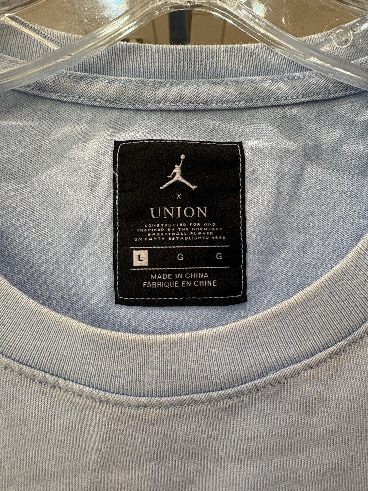 Jordan x Union 2.0 Flight Tee Psychic Blue Size Large Defect