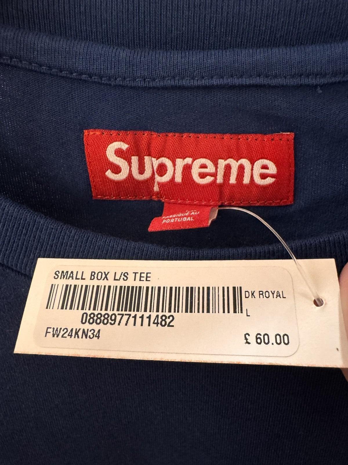 Supreme Small Box L/S Tee Dark Royal Size L