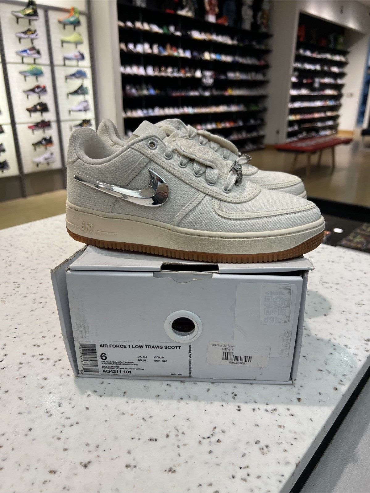 Nike Air Force 1 Low Travis Scott Sail Sz 6 DEFECT
