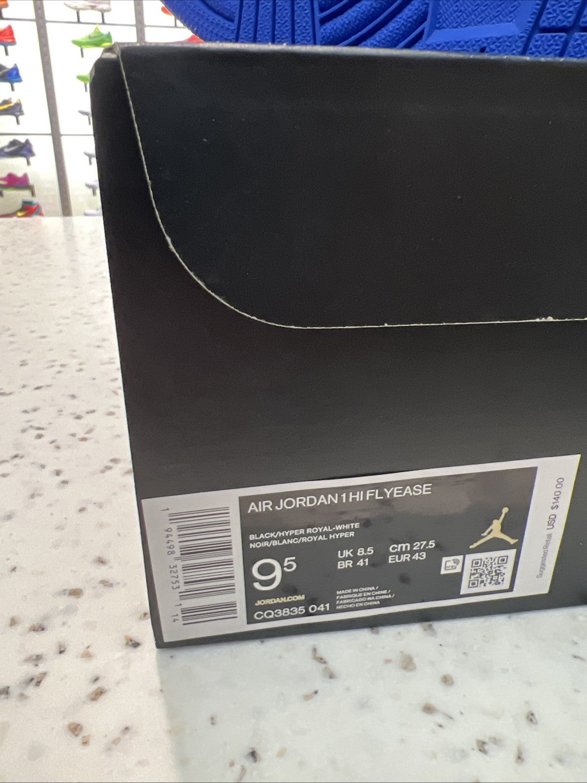 Jordan Air Jordan 1 High FlyEase Hyper Royal Black Blue White Sz 9.5