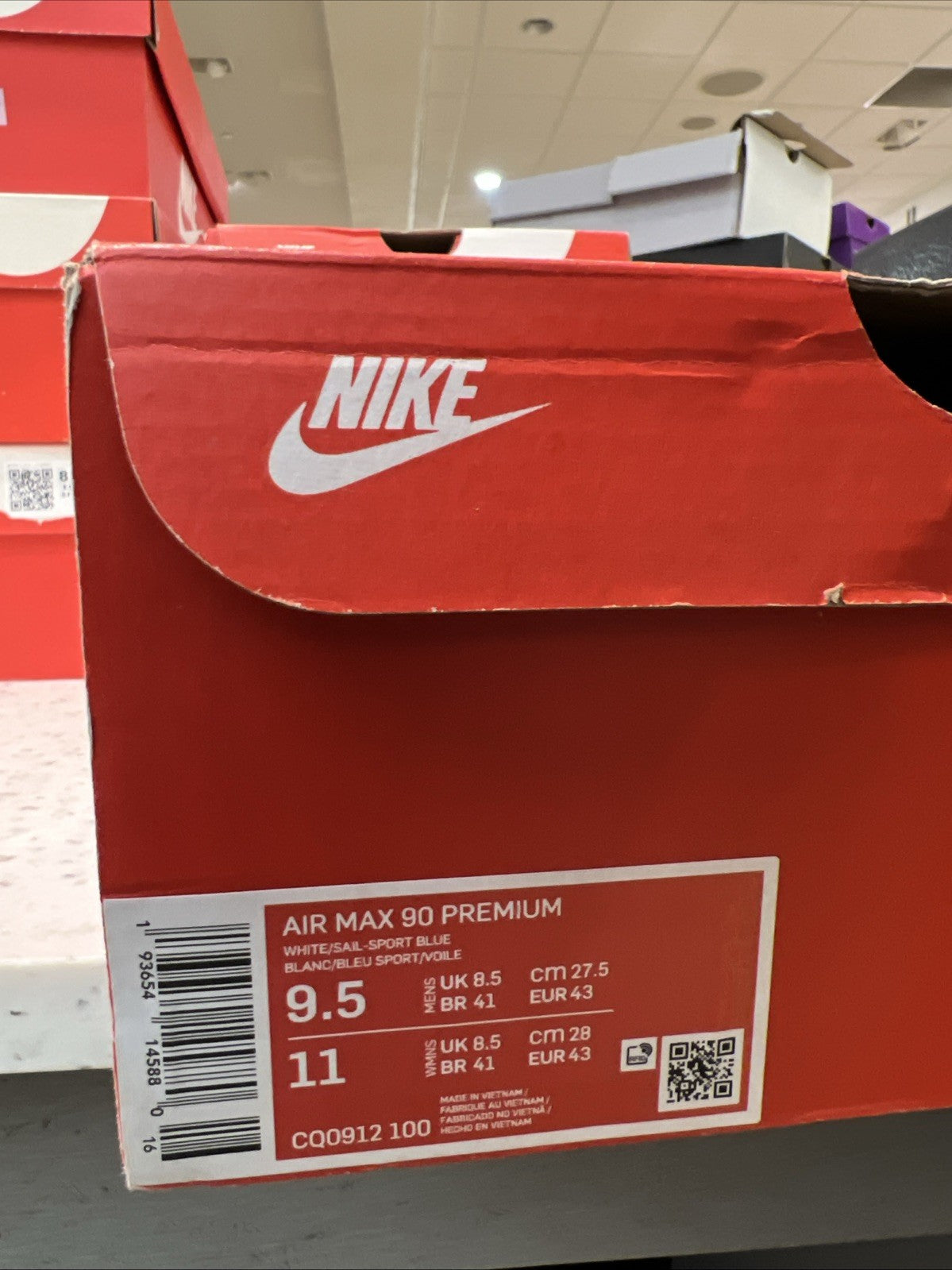 Nike Air Max 90 Shoes White Premium City Pack Paris Sz 9.5