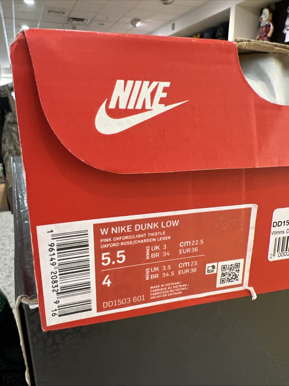 Nike Dunk Low Pink Oxford Women's Sz 5.5Y