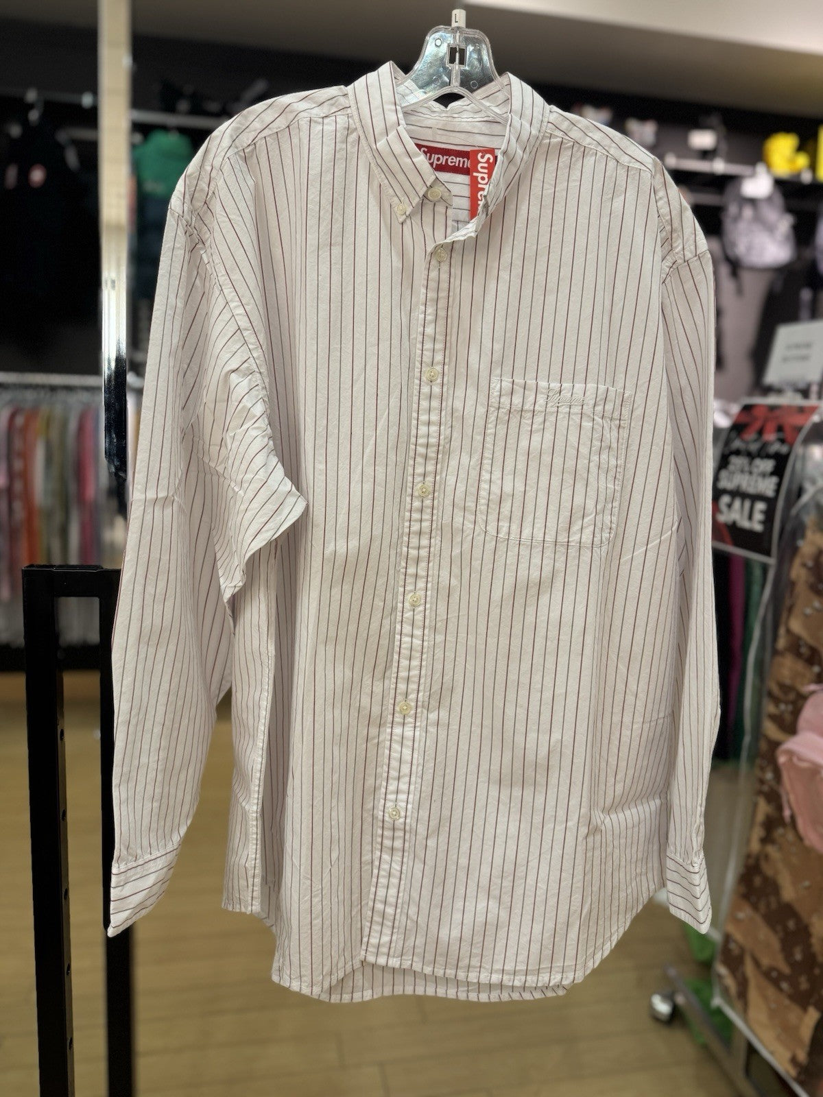 Supreme Loose Fit Stripe Shirt White Size Large