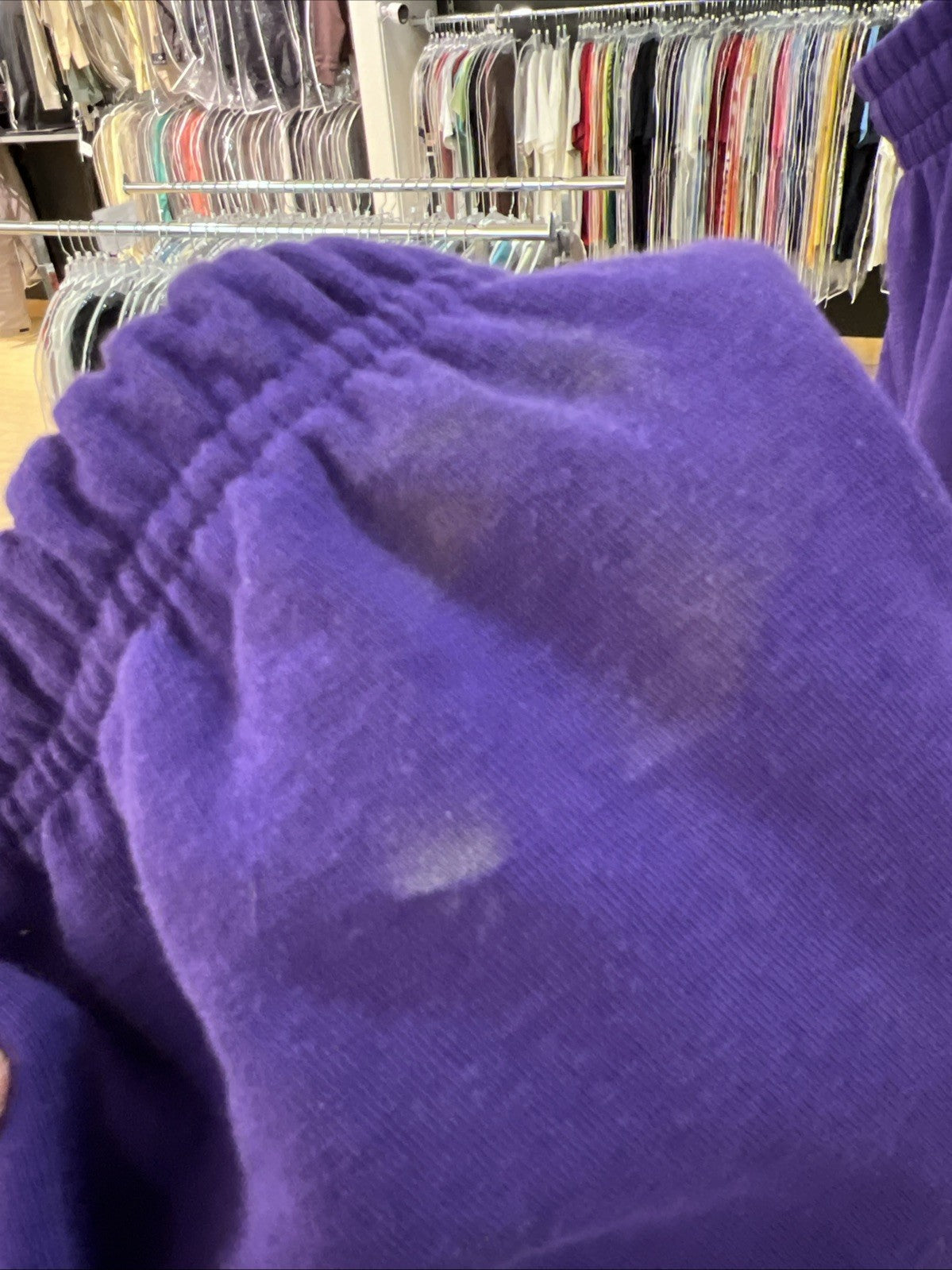 Supreme Raised Script Sweatpant Purple Sz L DEFECT