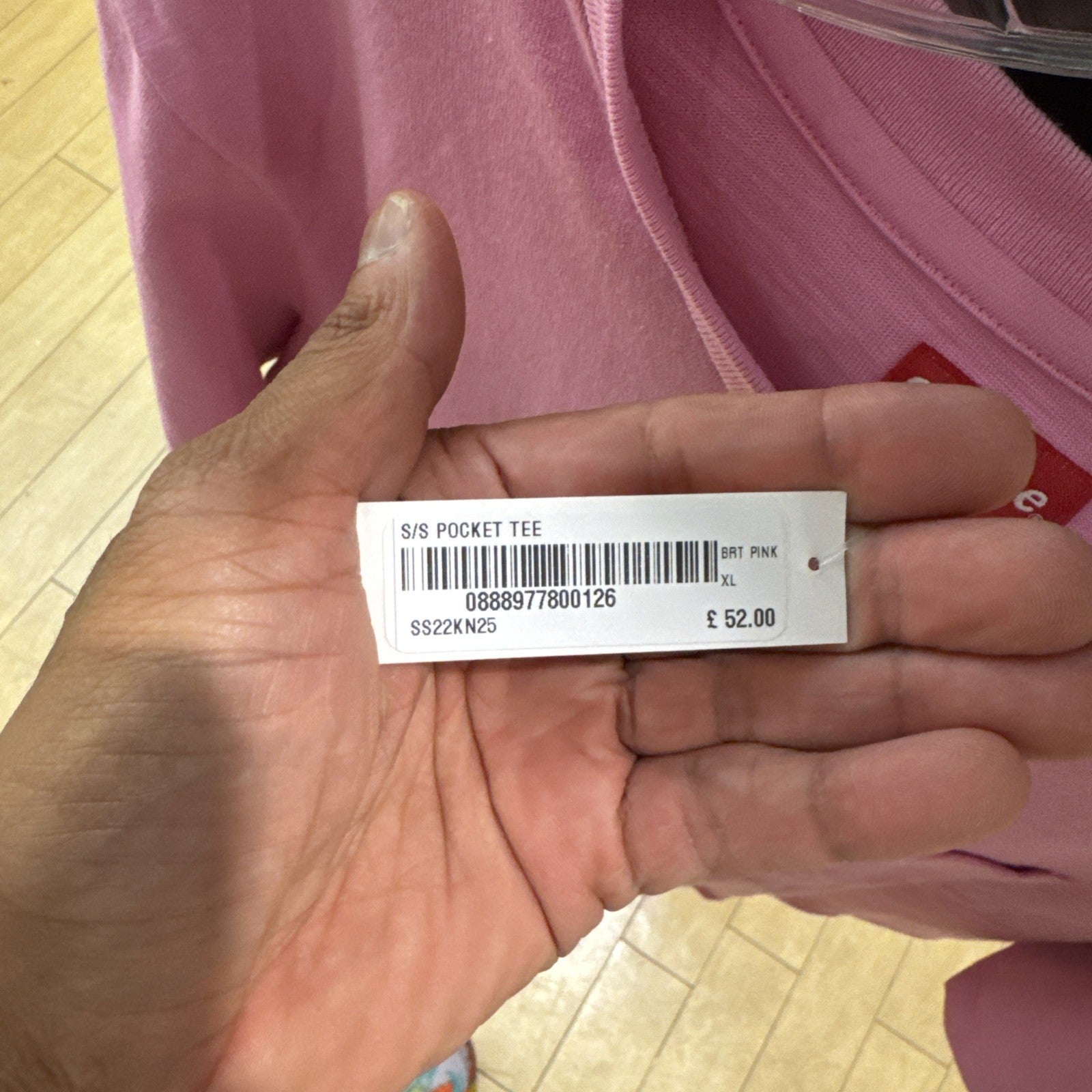 Supreme S/S Pocket Tee Bright Pink SZ XL