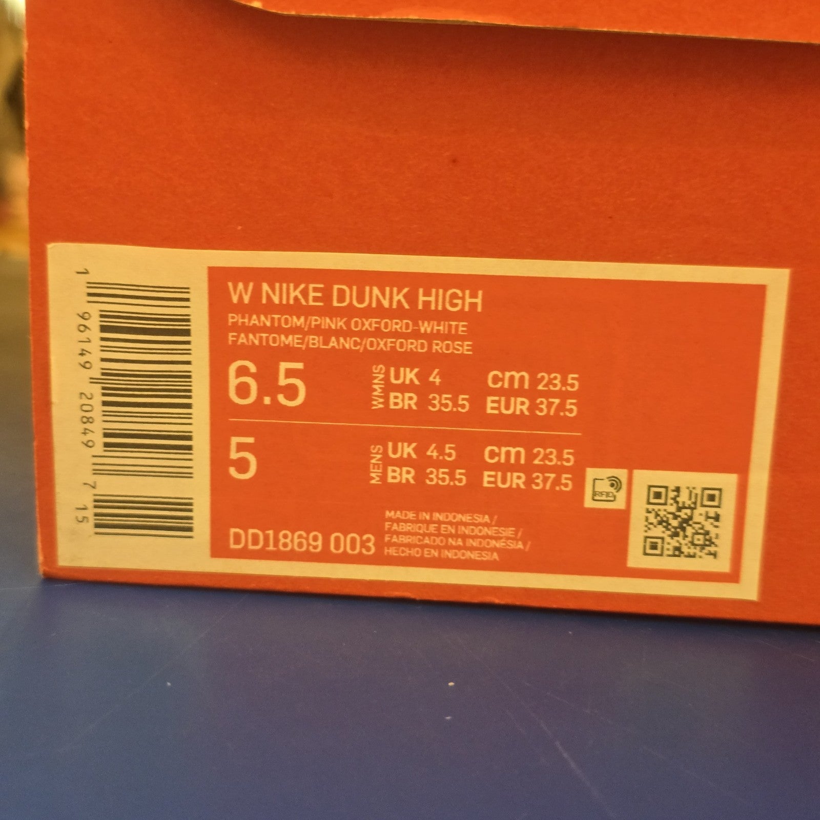 Nike Dunk High Pink Oxford Women's SZ 6.5/5M
