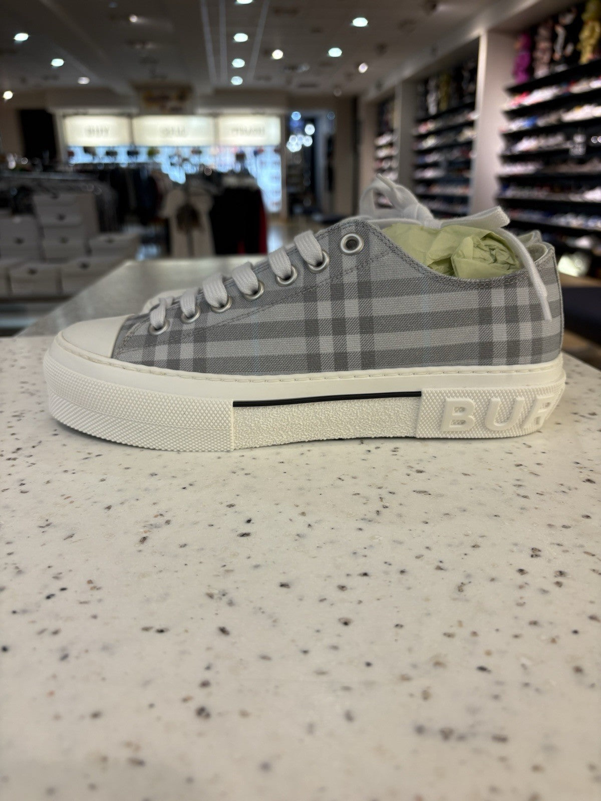 Burberry Vintage Check Cotton Sneaker Grey Blue Size EUR 40 
