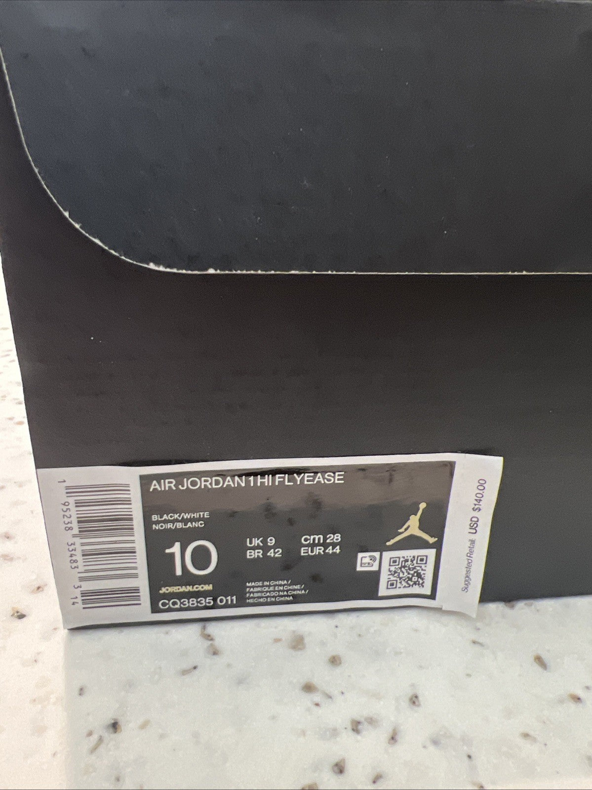 Air Jordan 1 FlyEase High Black White Sz 10