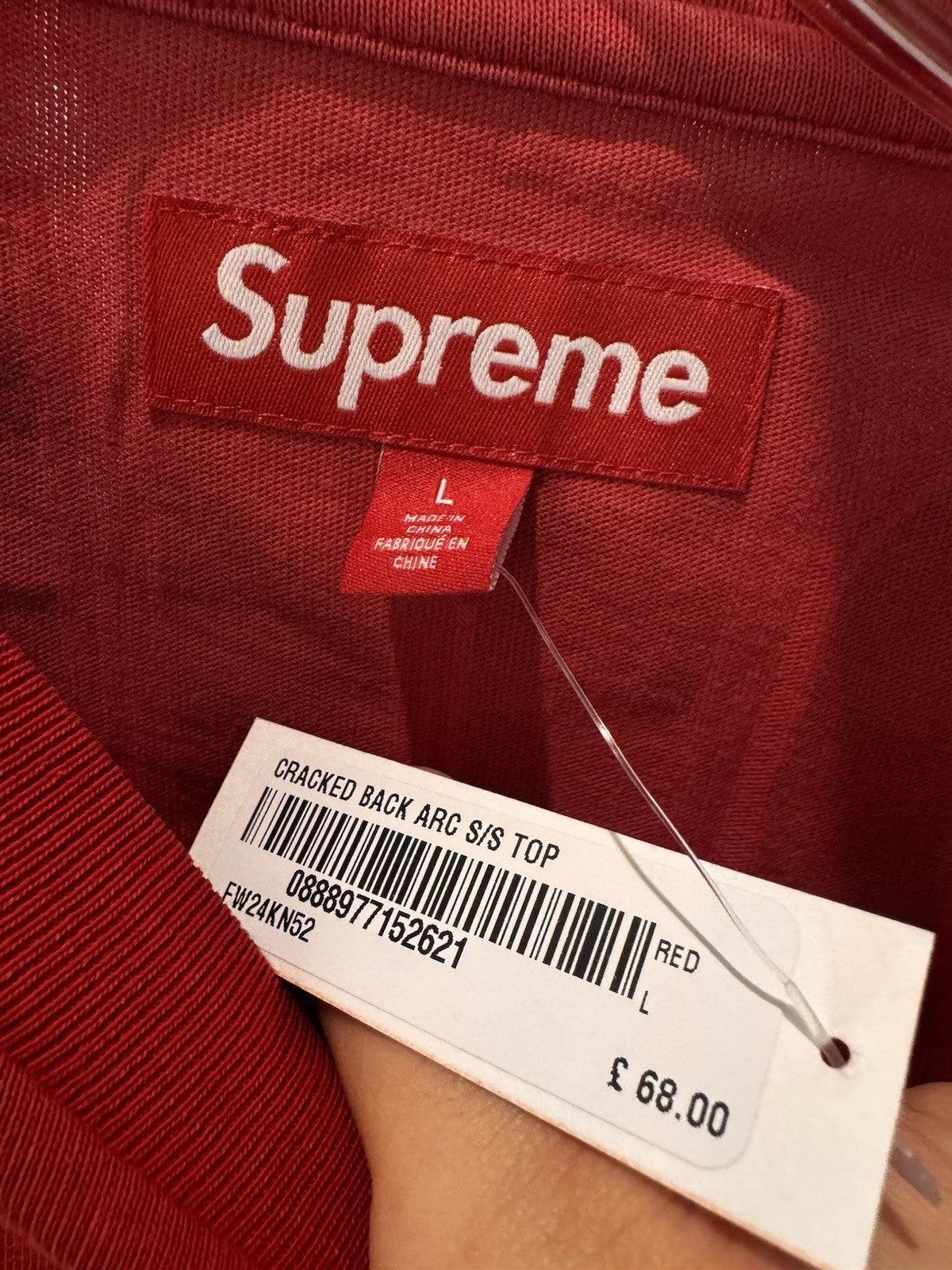 Supreme Cracked Back Arc S/S Top Red Size L