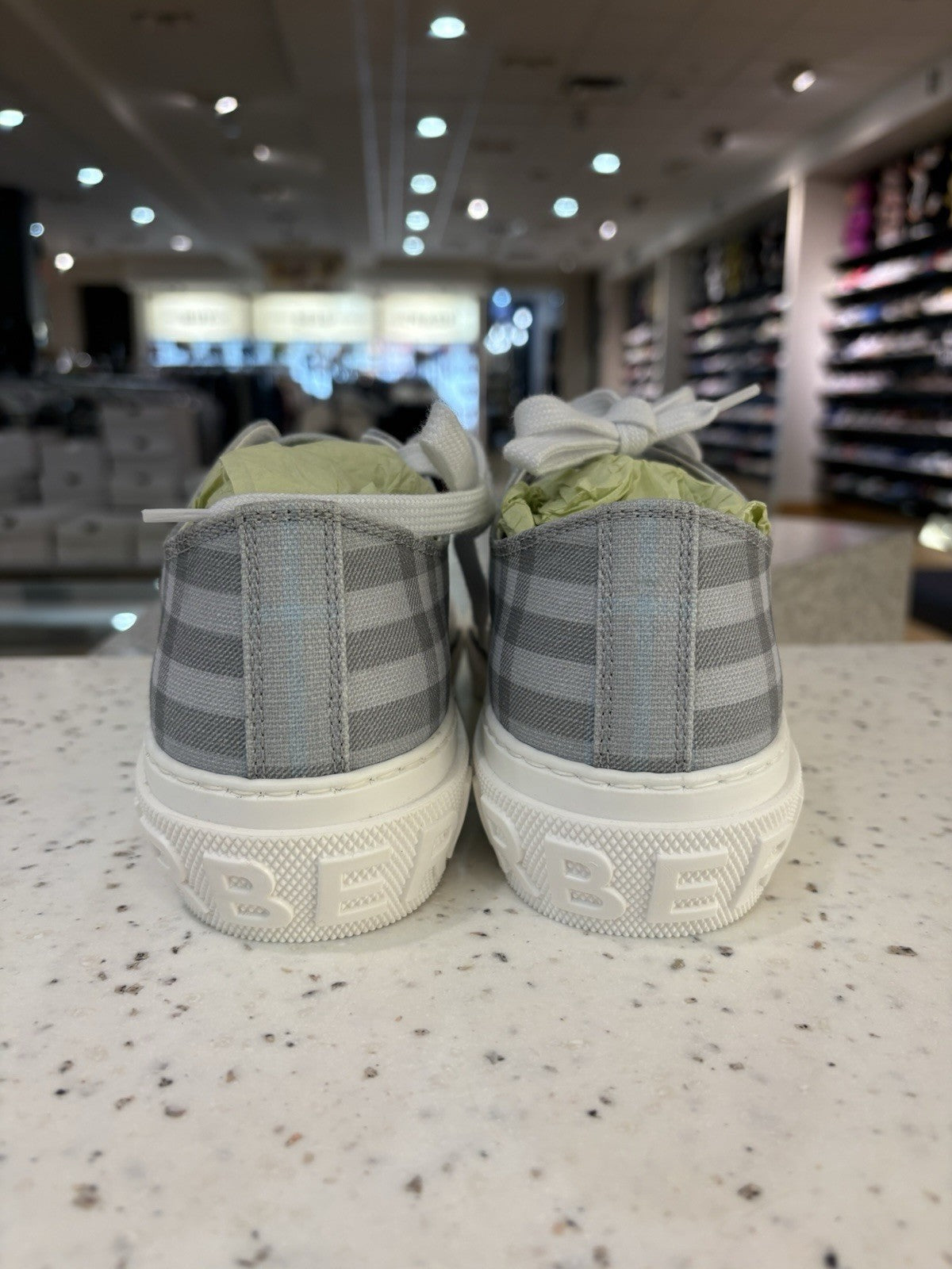 Burberry Vintage Check Cotton Sneaker Grey Blue Size EUR 40 