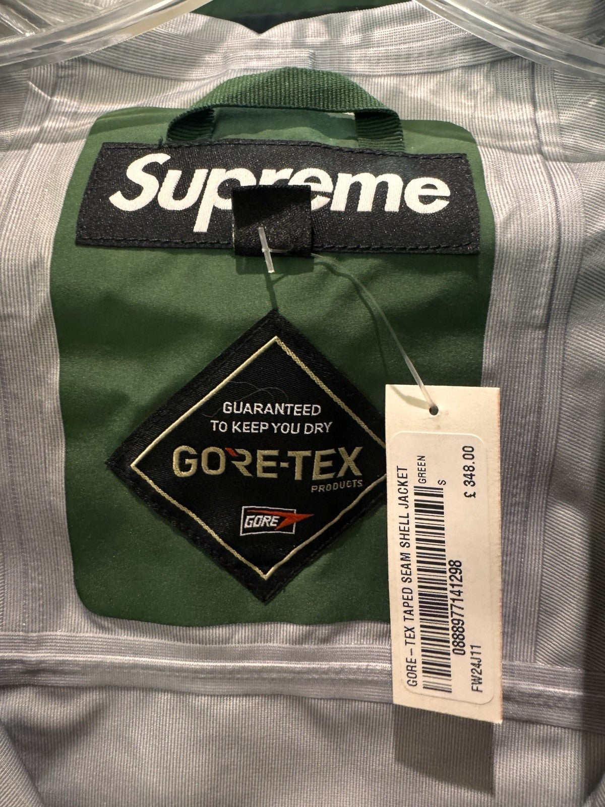 Supreme Gore-Tex Taped Seam Shell Jacket Green Size Small