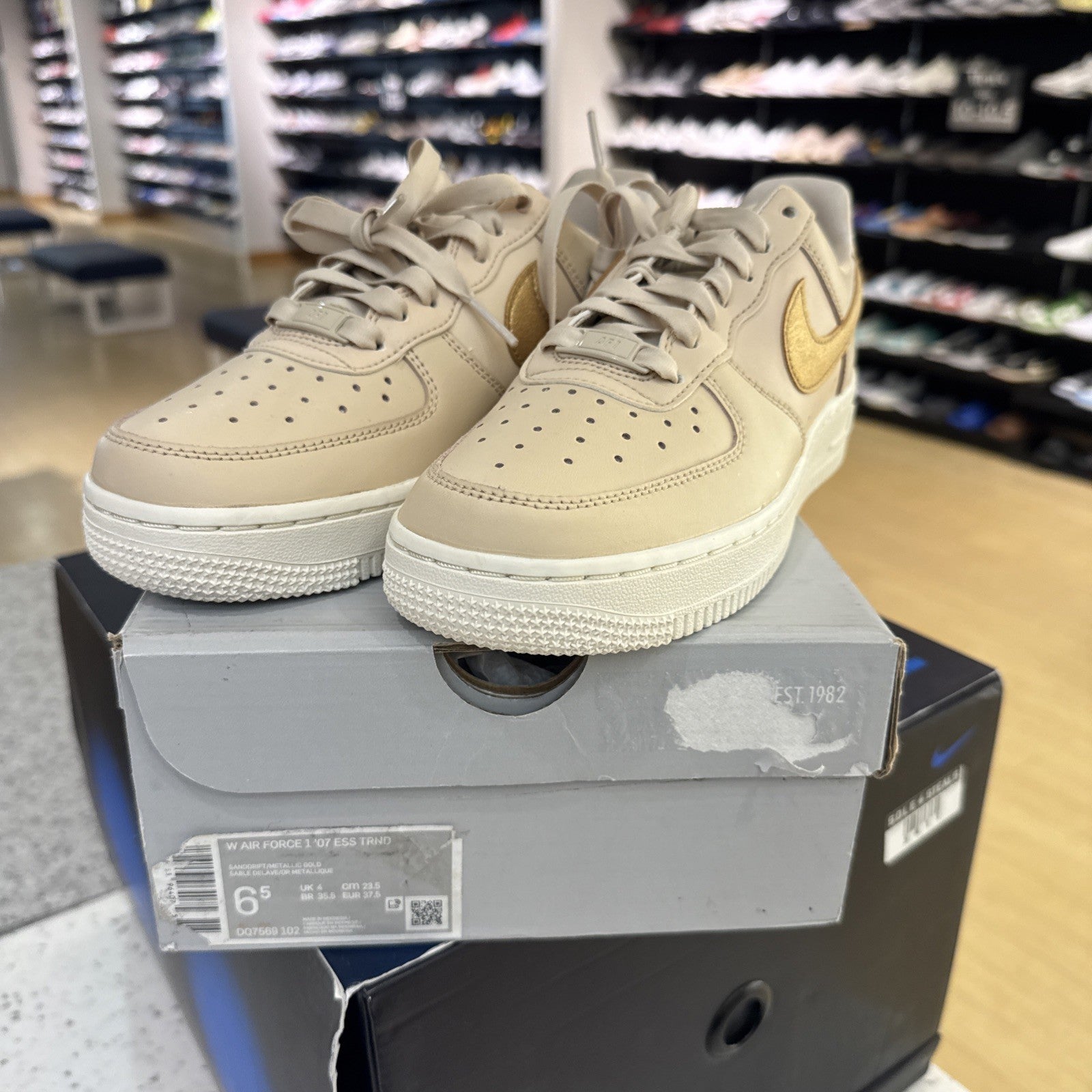 Size 6.5 - Nike Air Force 1 '07 Essential Sanddrift Gold W