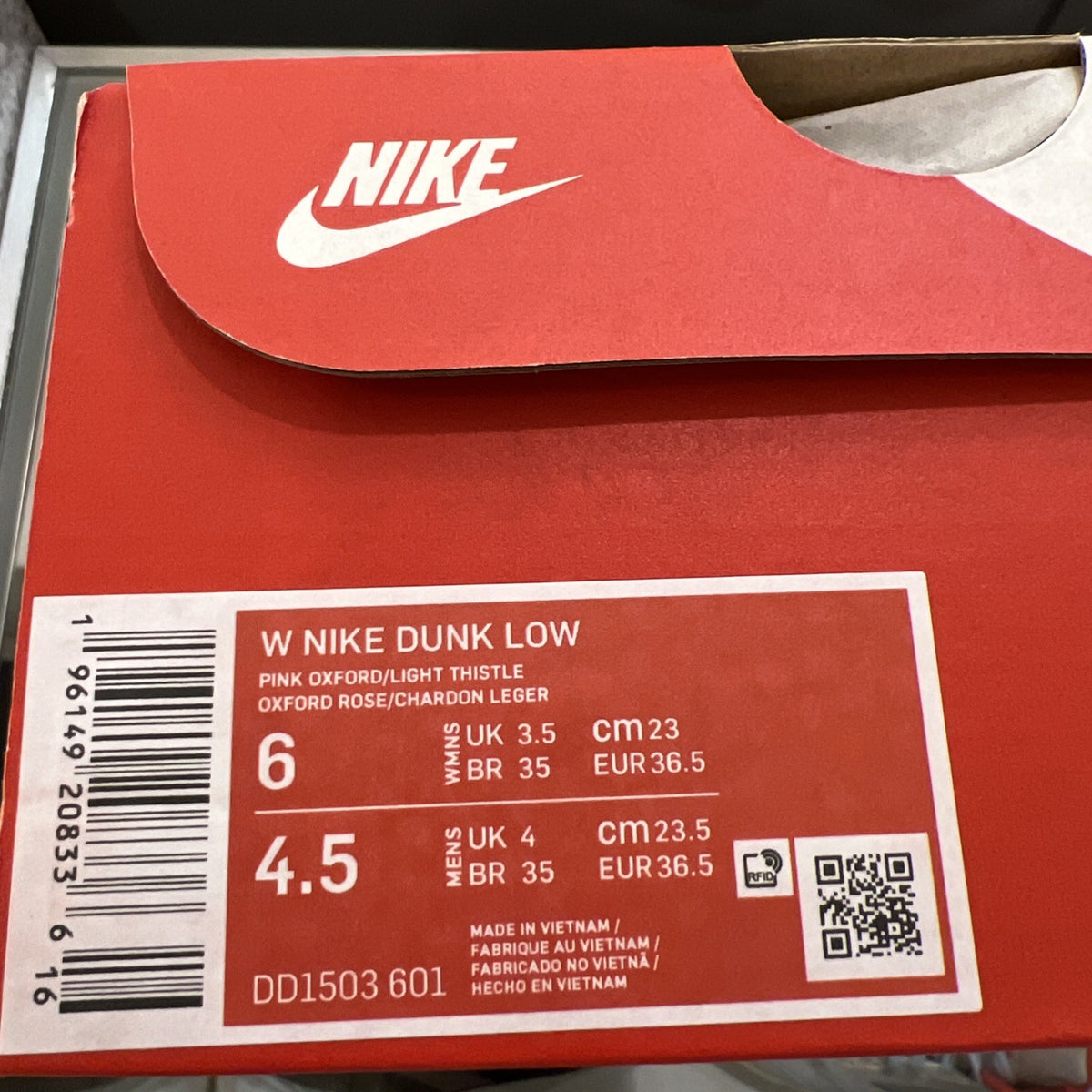 Nike Dunk Low Pink Oxford Women's Sz 6