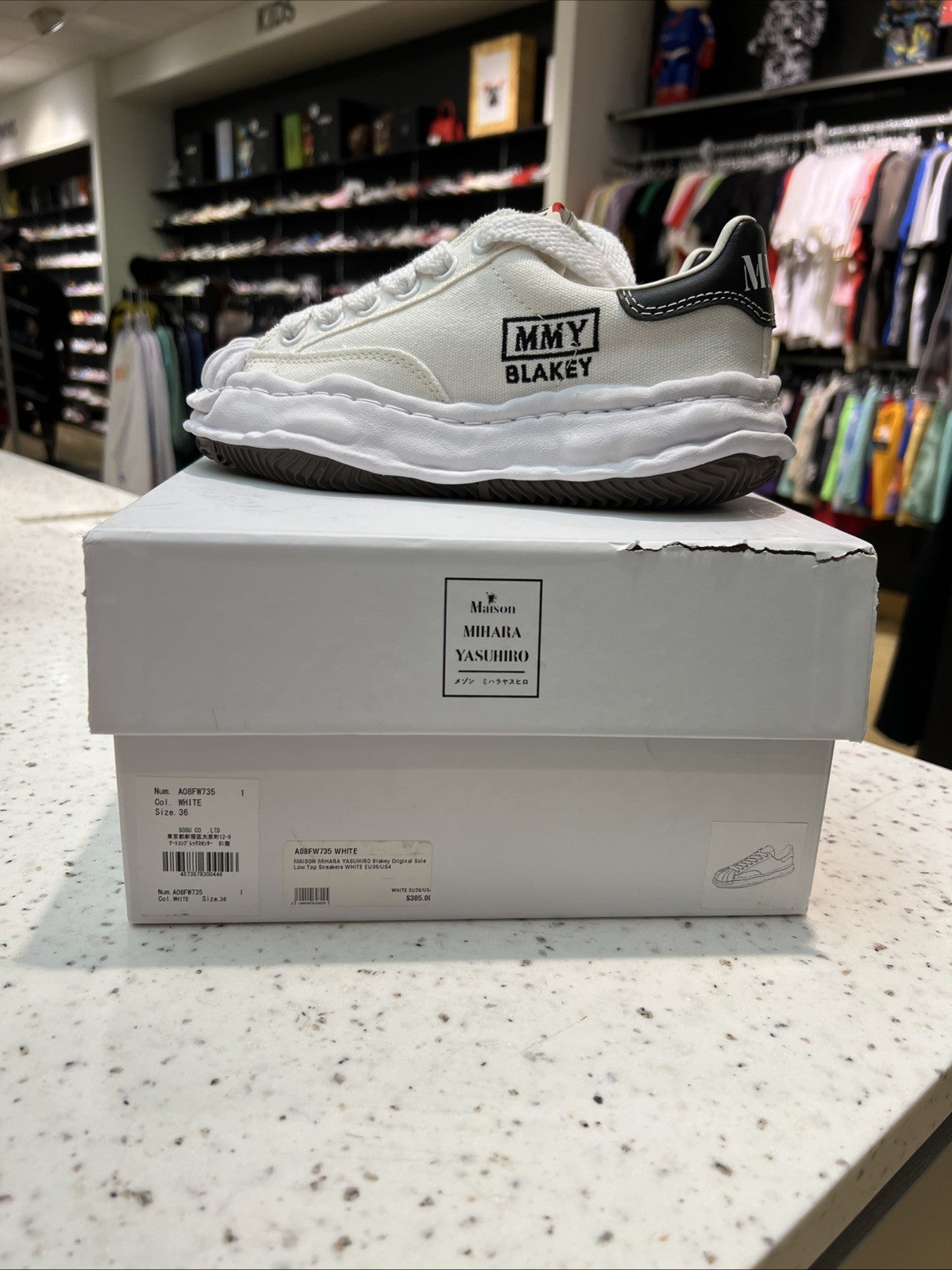 Maison MIHARA YASUHIRO BLAKEY OG Sole Canvas White Sz 36/4Y