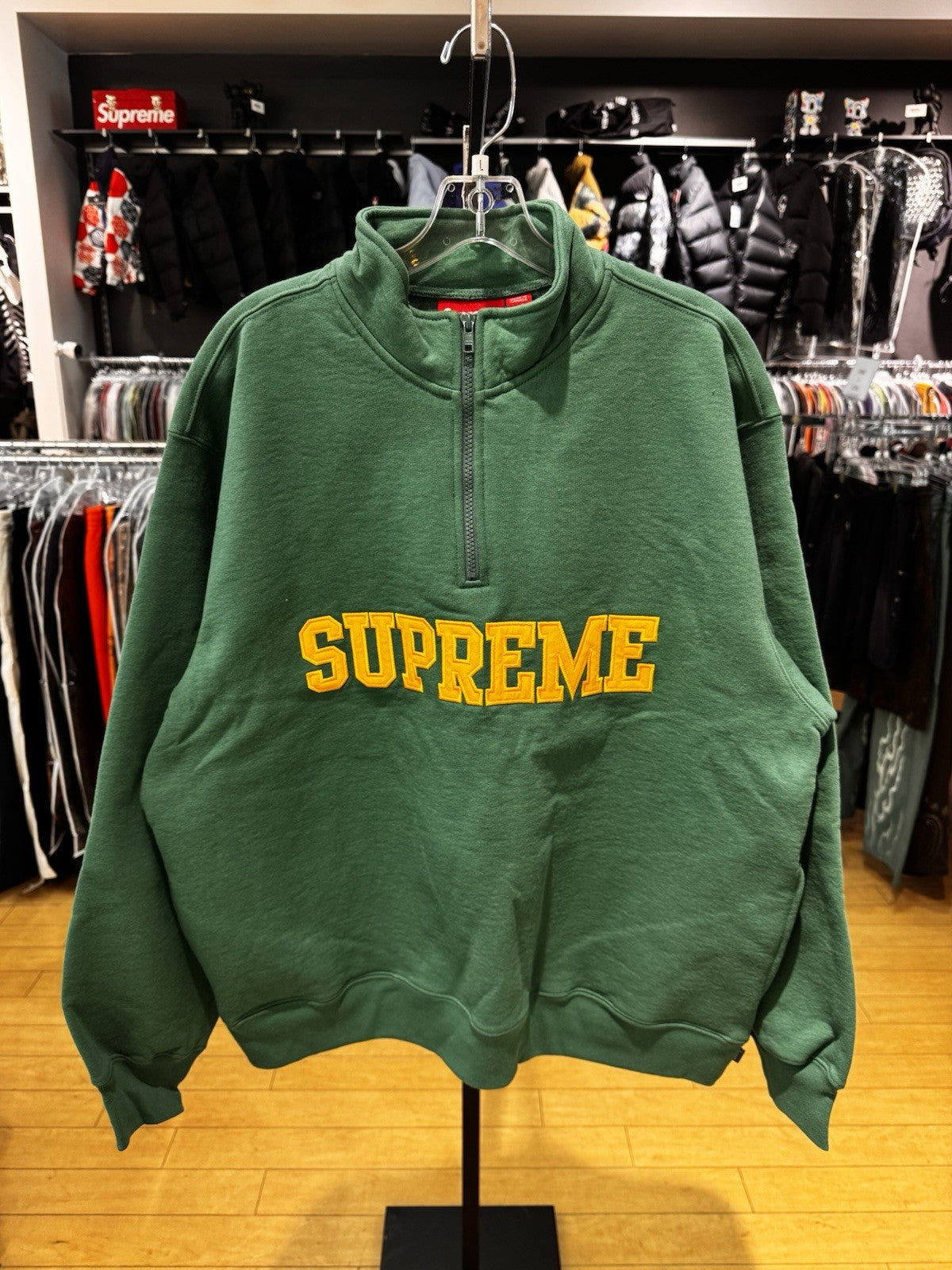 Supreme Collegiate Half Zip Pullover Light Pine Size L