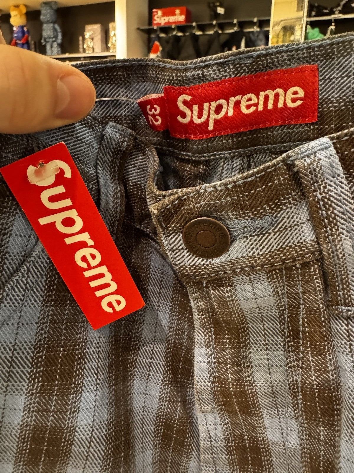 Supreme Plaid Baggy Short Navy Size 32