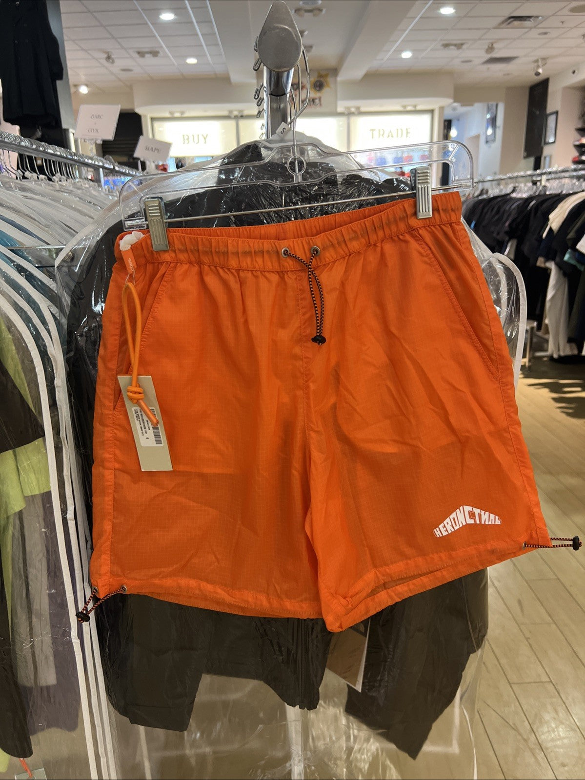 Heron Preston Orange White Swim Ripstop Sz S