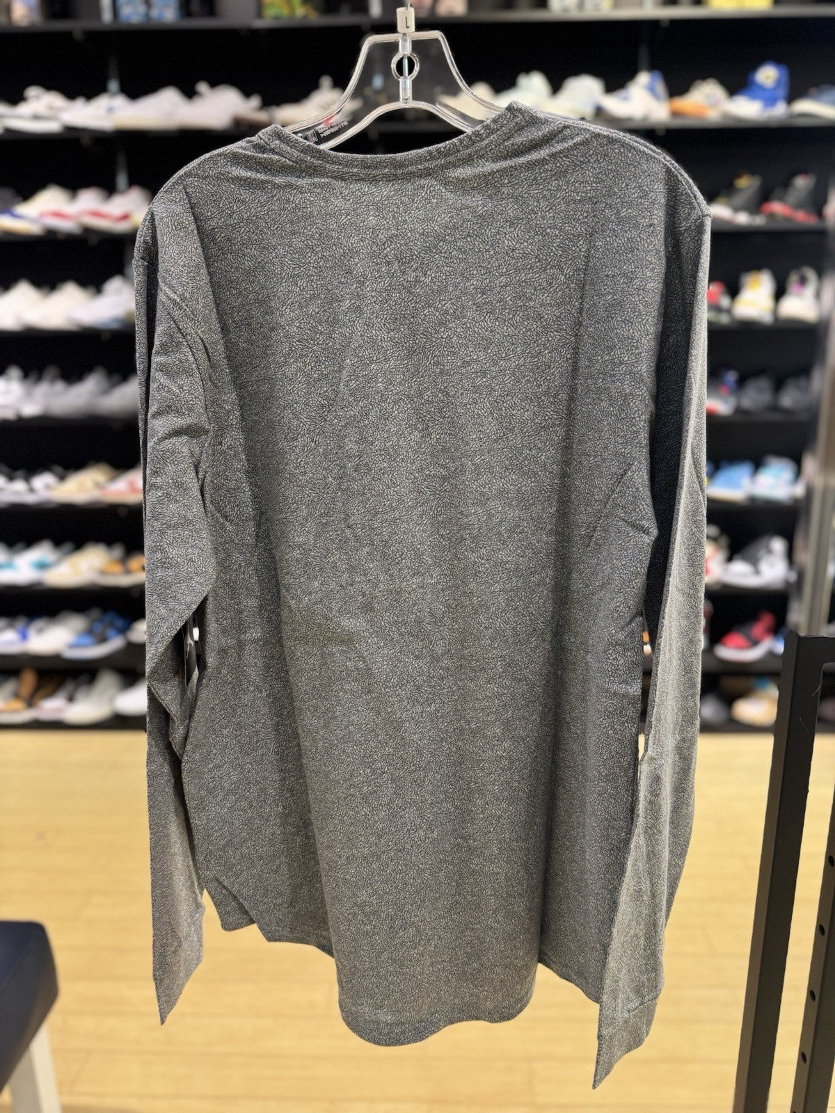 Jordan Elephant Print Long Sleeve Shirt Grey Size Large