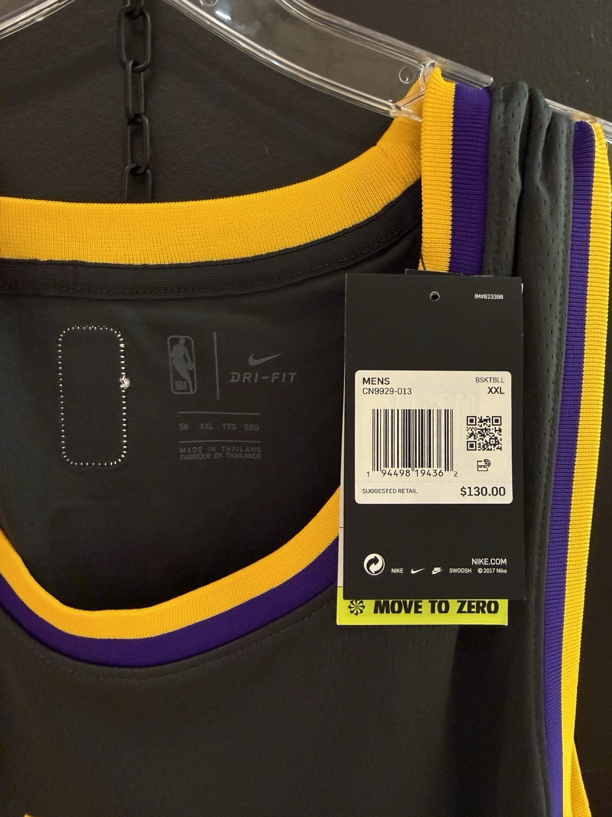 Nike LeBron James Los Angeles Lakers Earned Edition Swingman Jersey Sz XXL