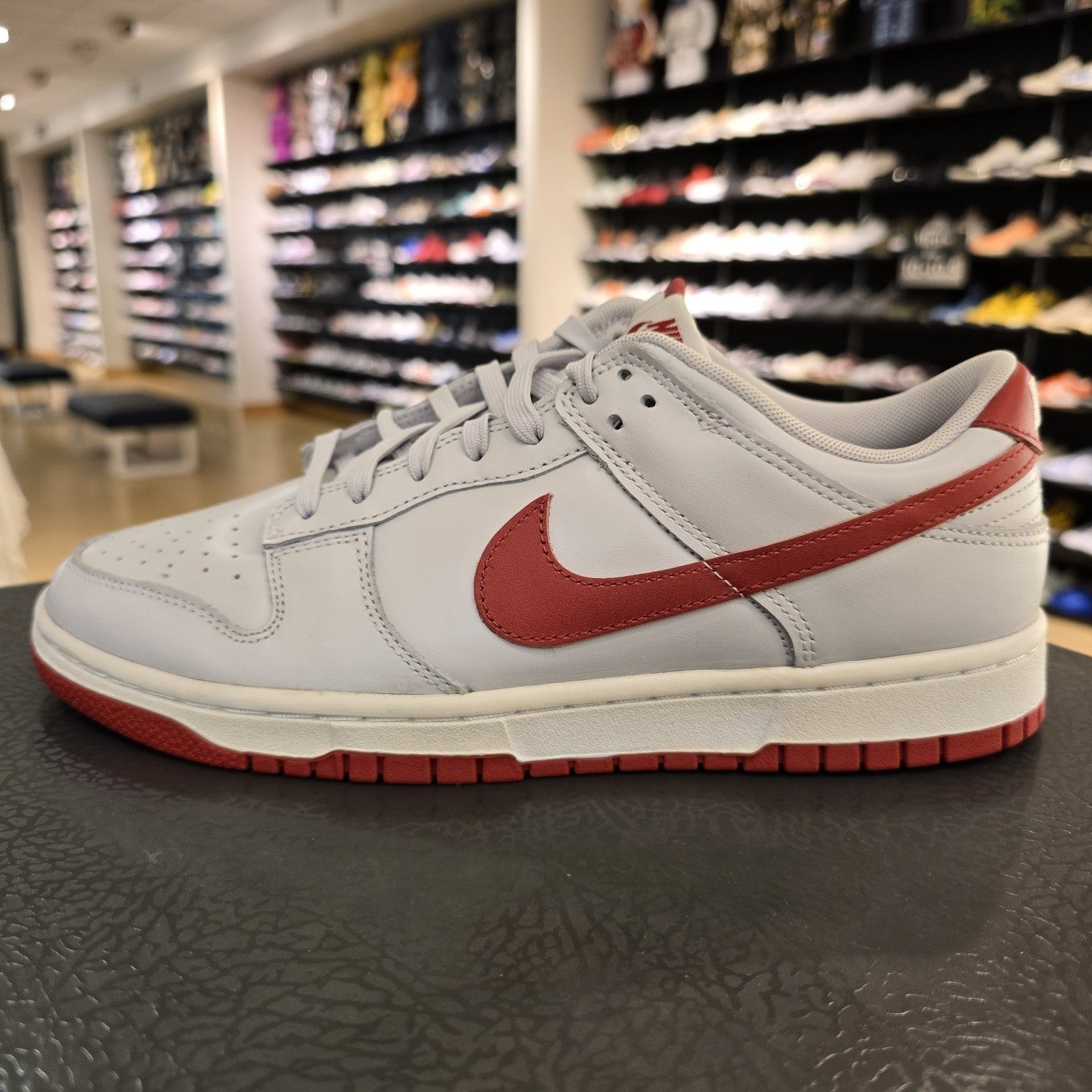 Size 9 - Nike Dunk Low Vast Grey Varsity Red