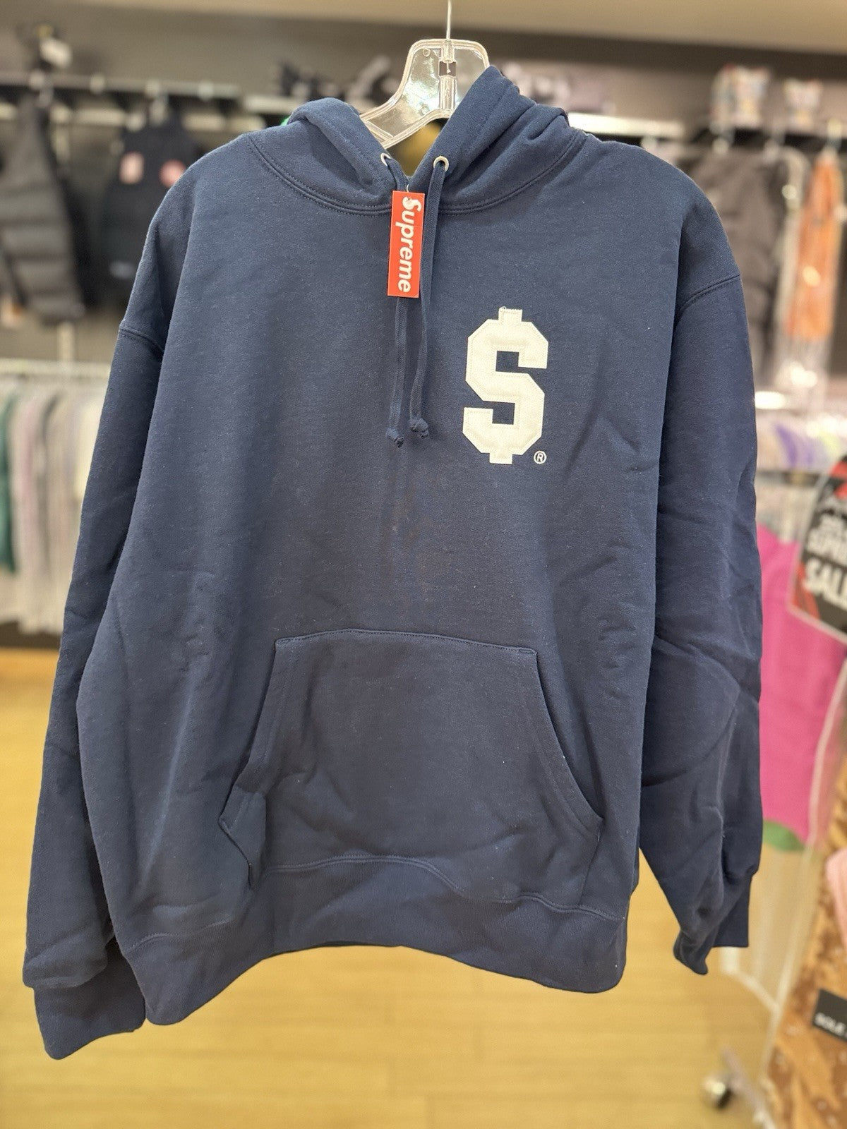 Supreme $ Hooded Sweatshirt Navy Size Medium