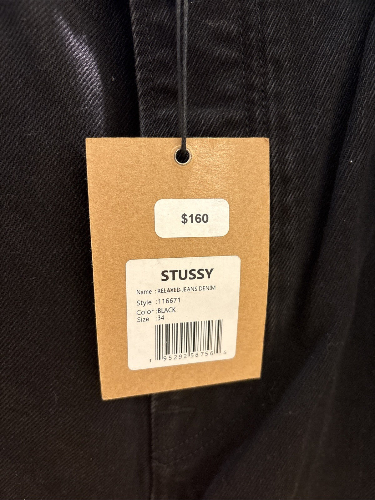 STUSSY RELAXED JEANS DENIM BLACK SIZE 34