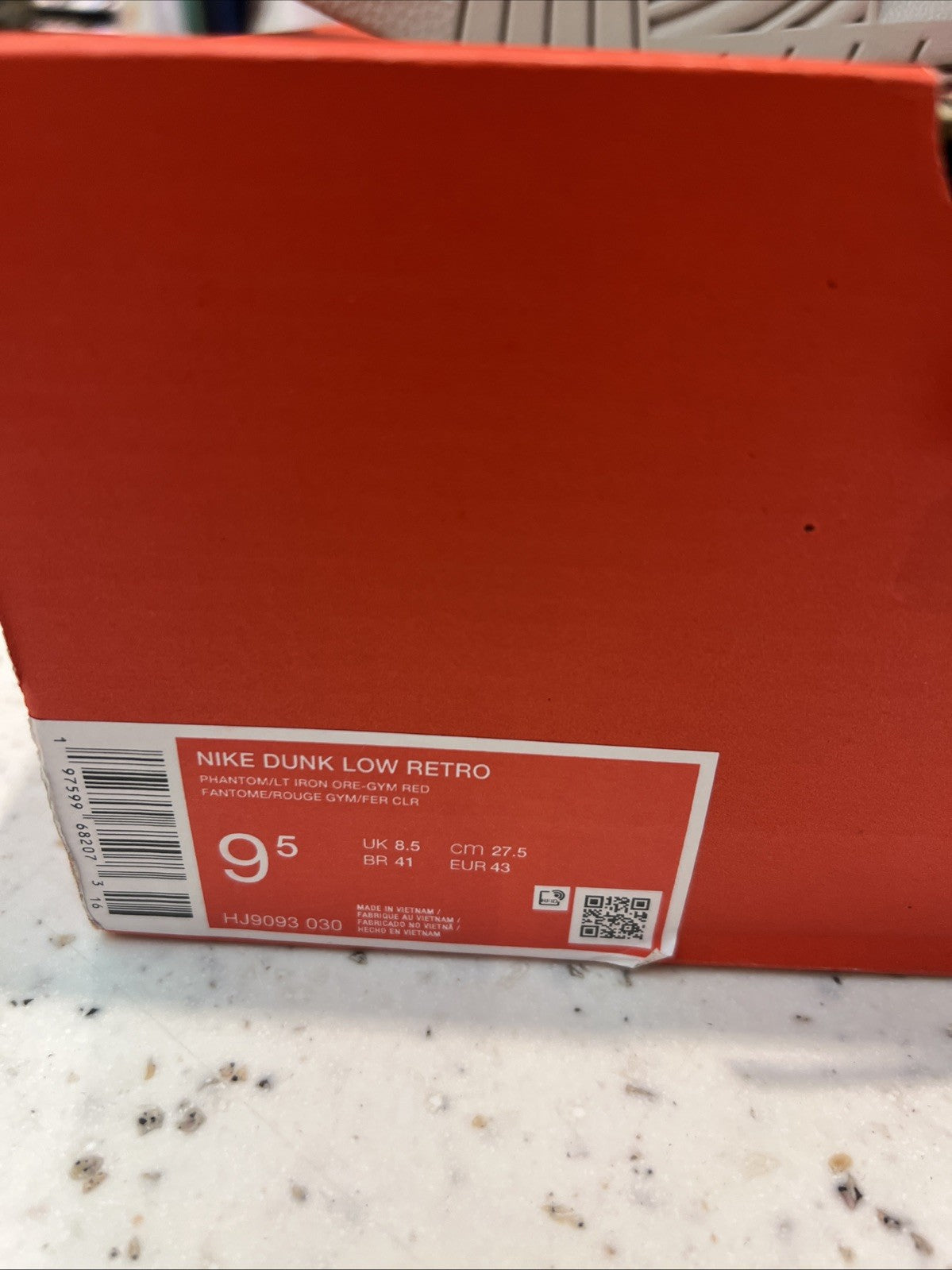 Men's Nike Dunk Low Retro Phantom/LT Iron-Gym Red Sz 9.5