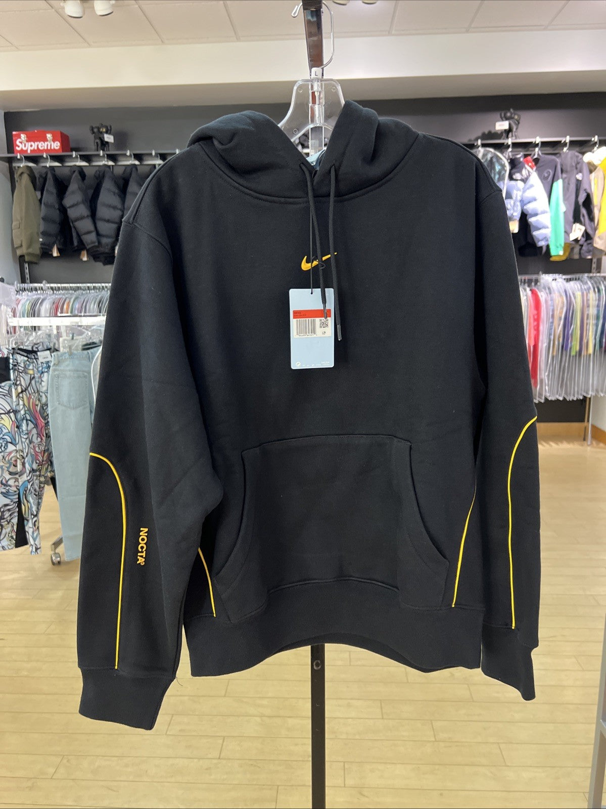 Nike Nocta Casual Pullover Hoodie Black/Yellow Sz L