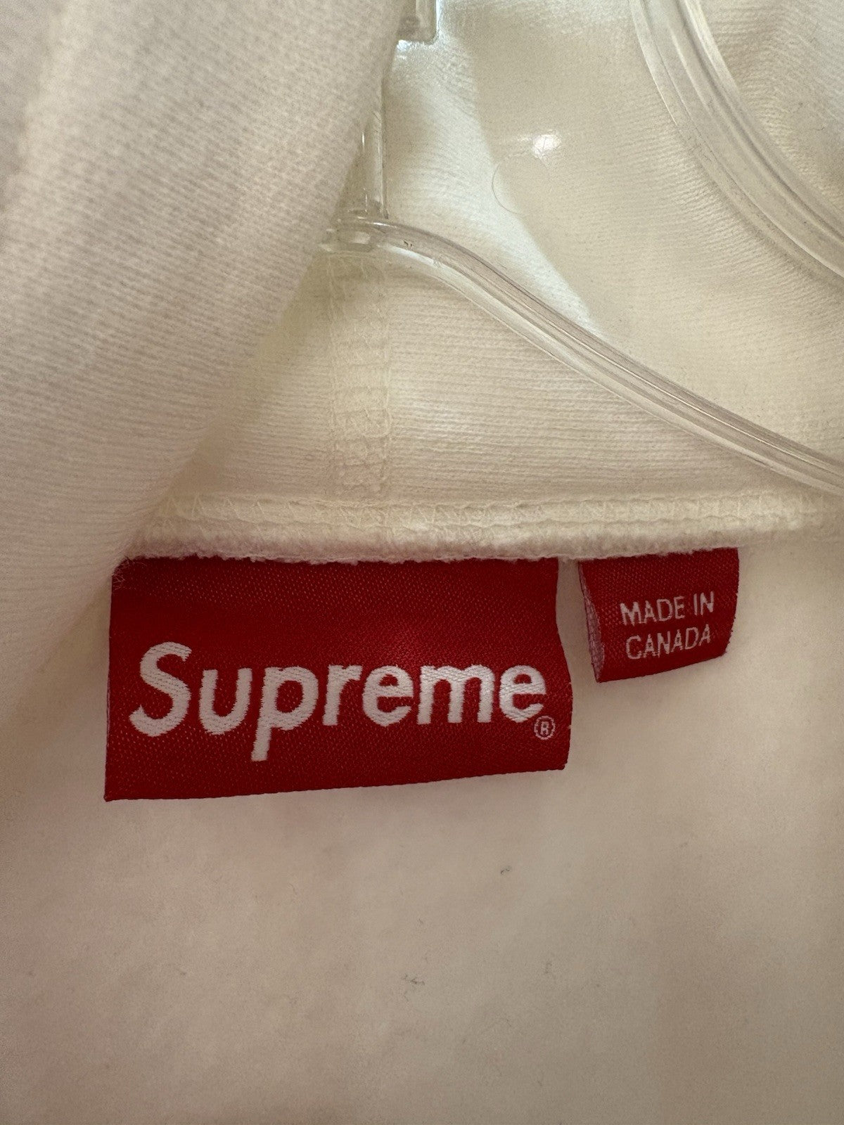 Supreme Box Logo Hooded Sweatshirt Hoodie White FW23 Size Large Small Stain