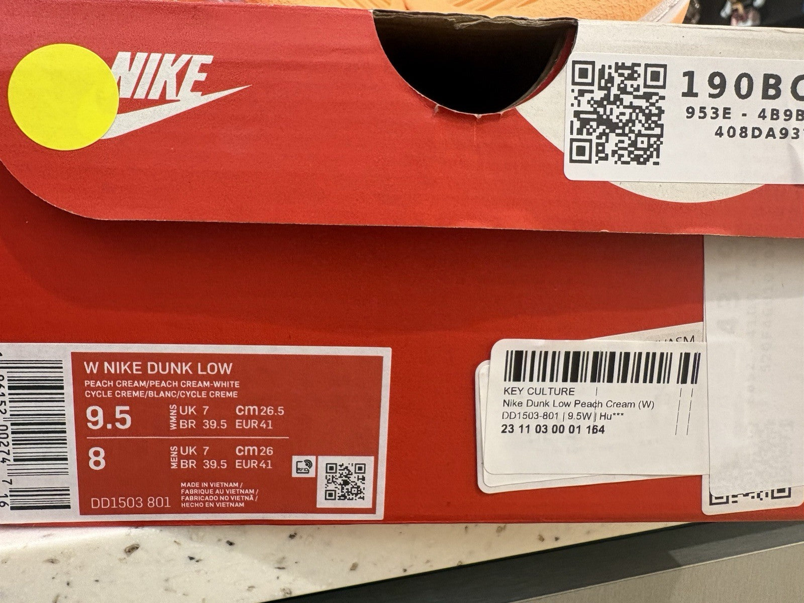 Size 9.5 - Nike Dunk Low Peach Cream 2022